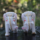 White Ethiopia Marble Elephant Statue | 9 Inch