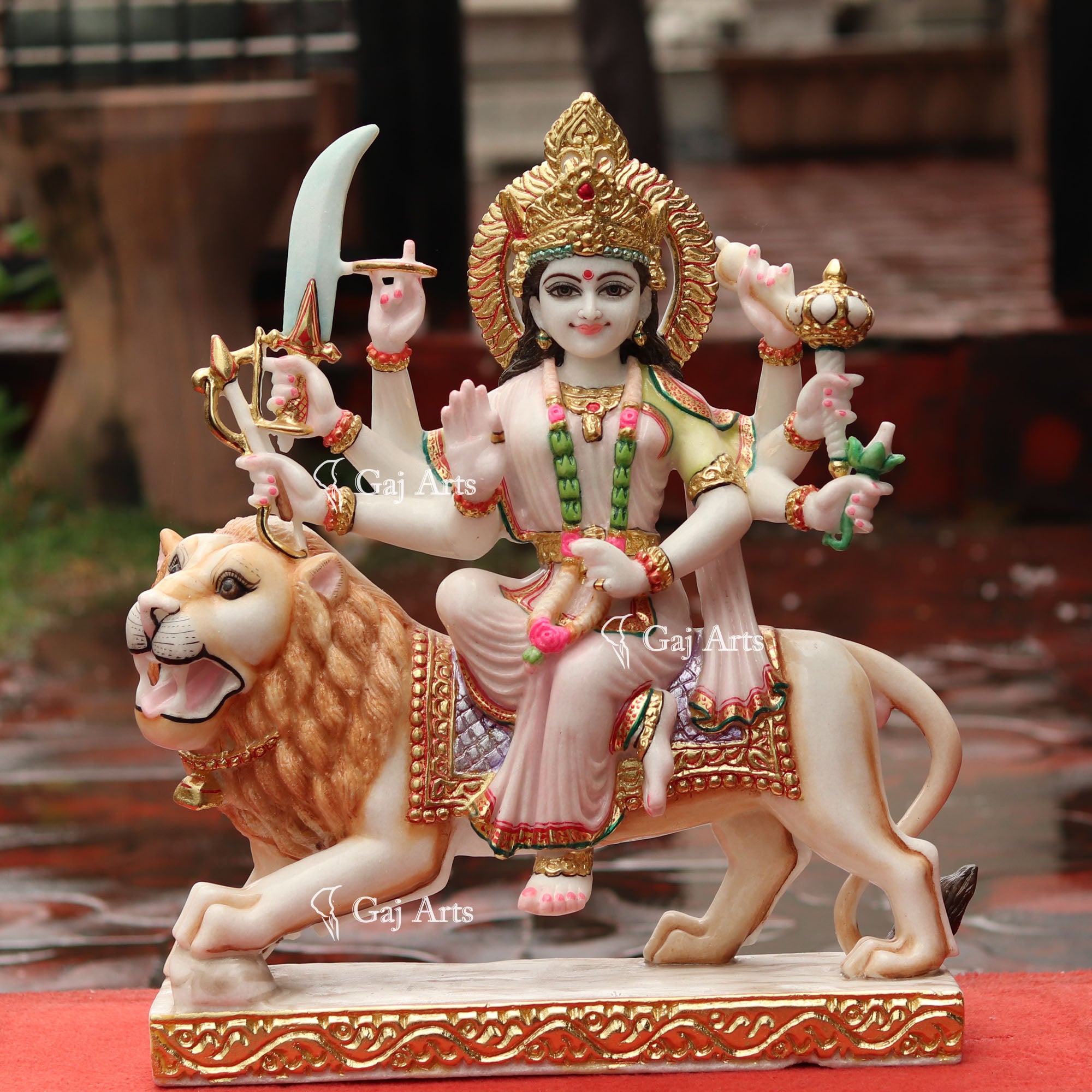 Makrana Marble Durga Mata Idol | 21 Inch