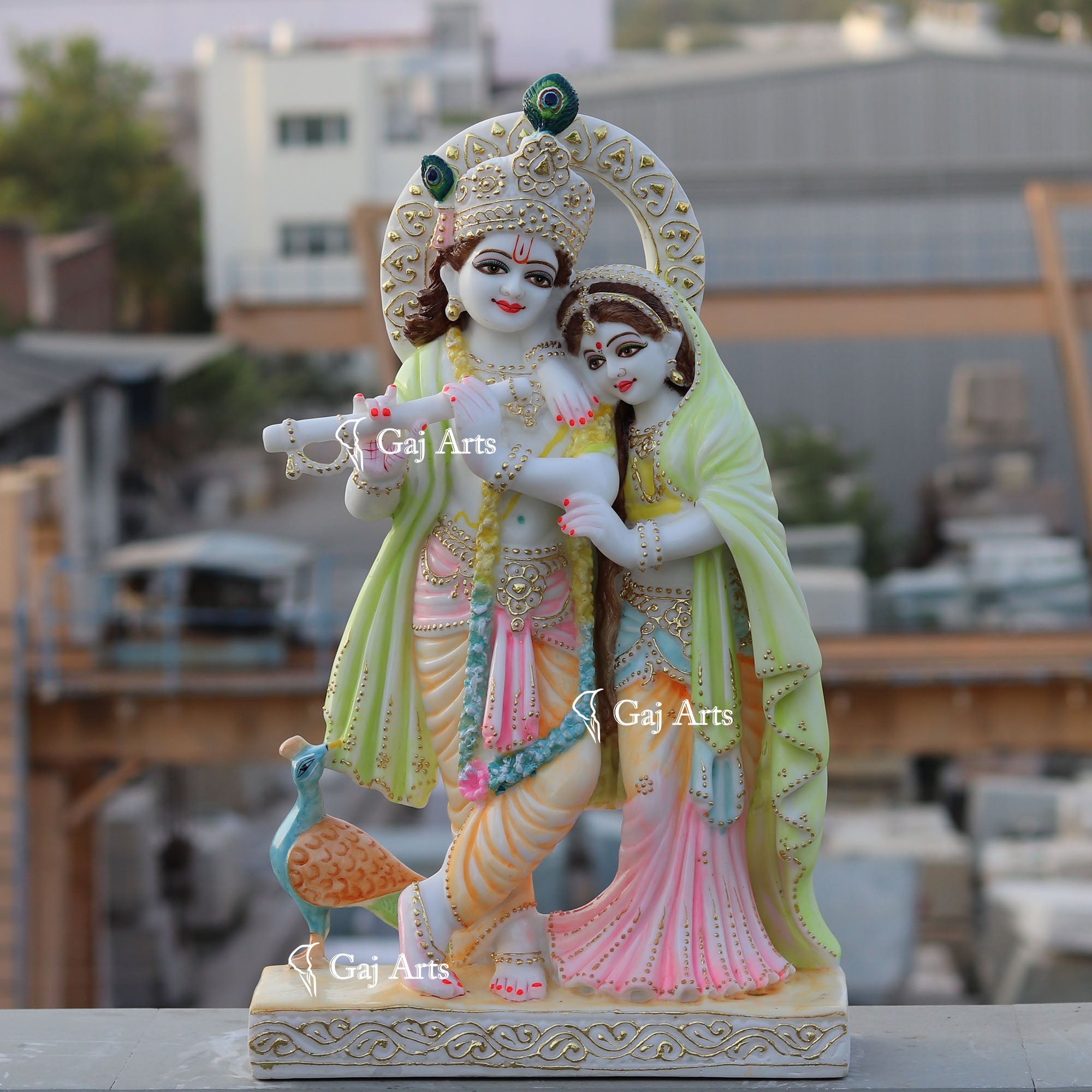 White Marble Ethiopia Radha Krishna Idol | 24 Inch