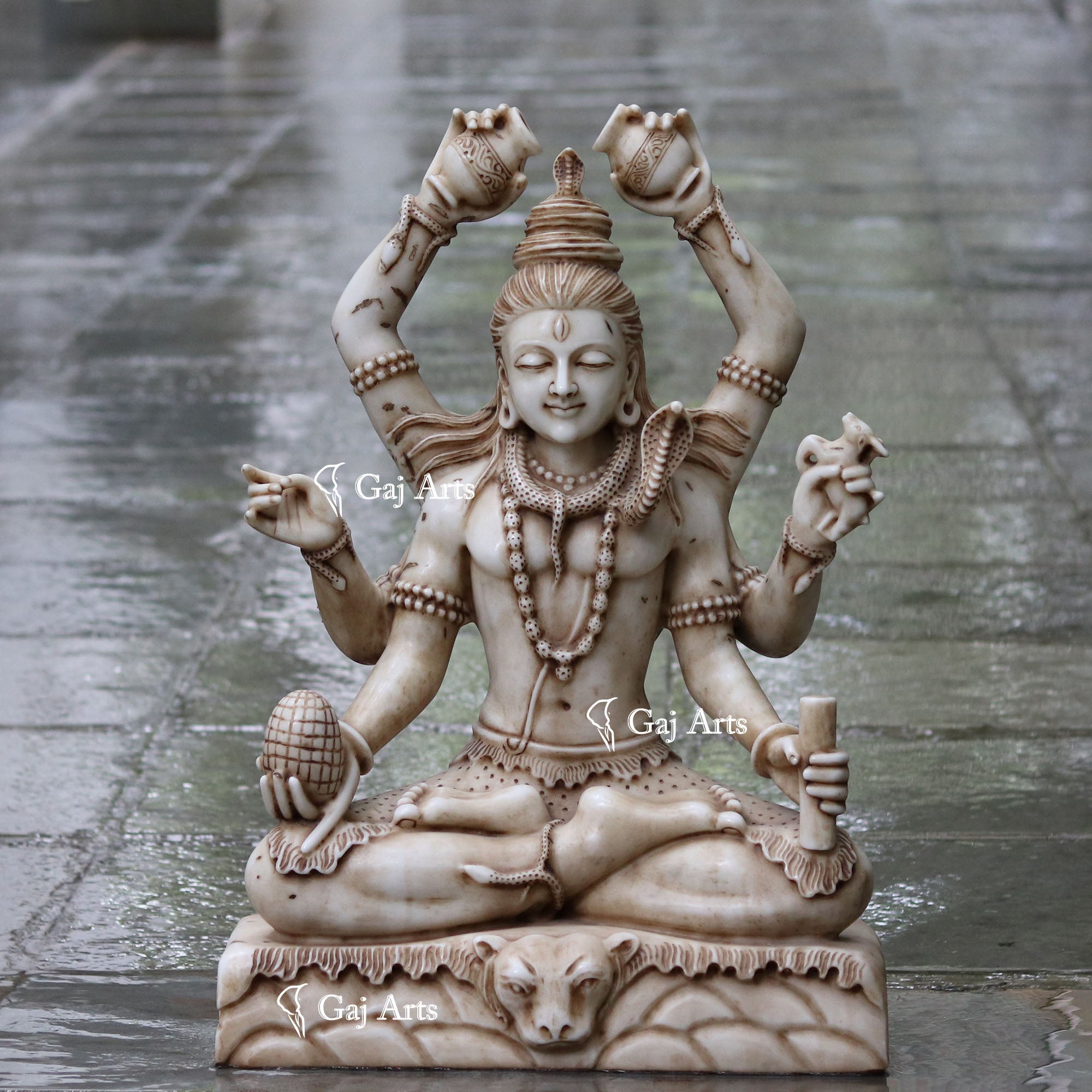 White antique finishing Marble Shiva Statue | 30 Inch