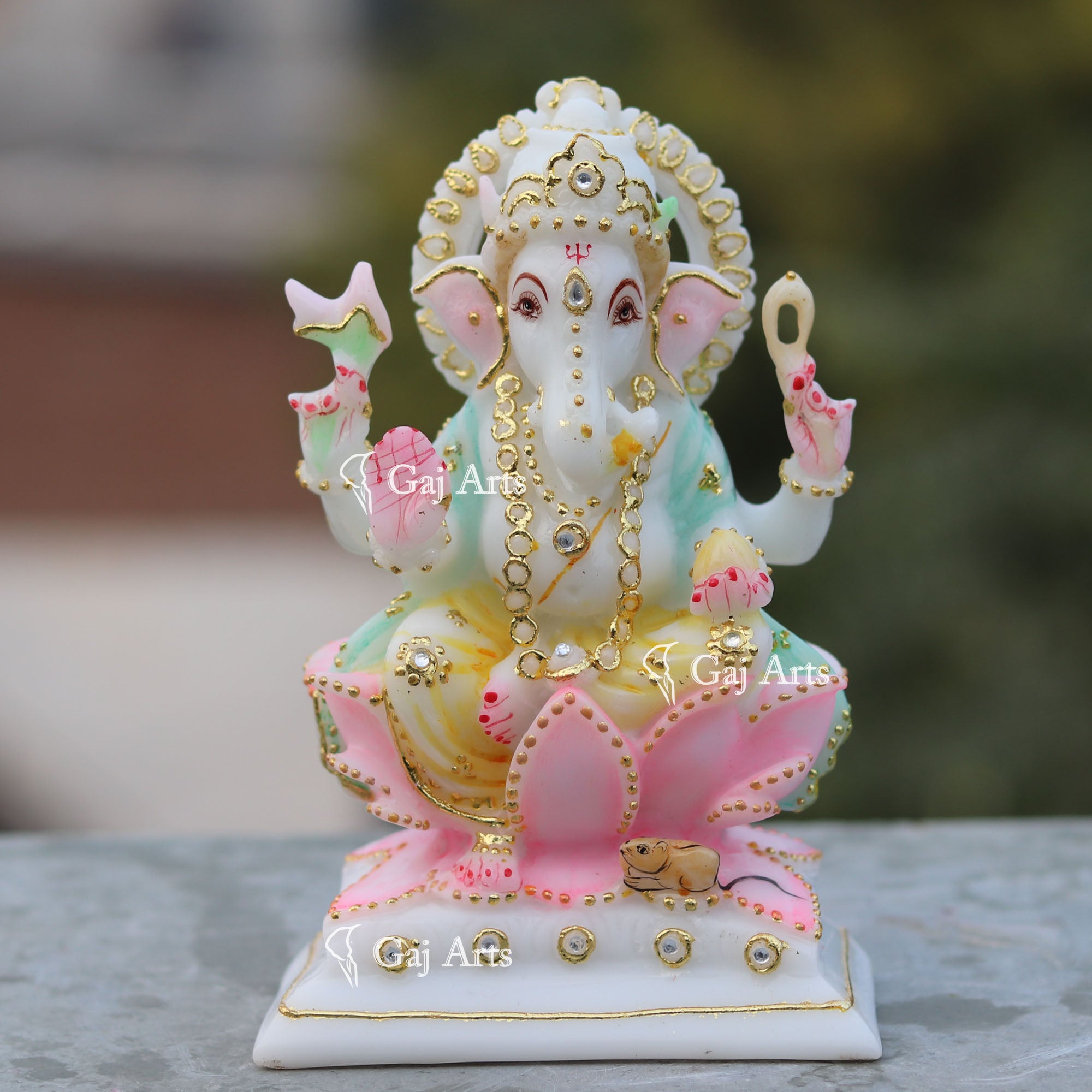 Decorative Marble Ganesh Murti | 6 Inch