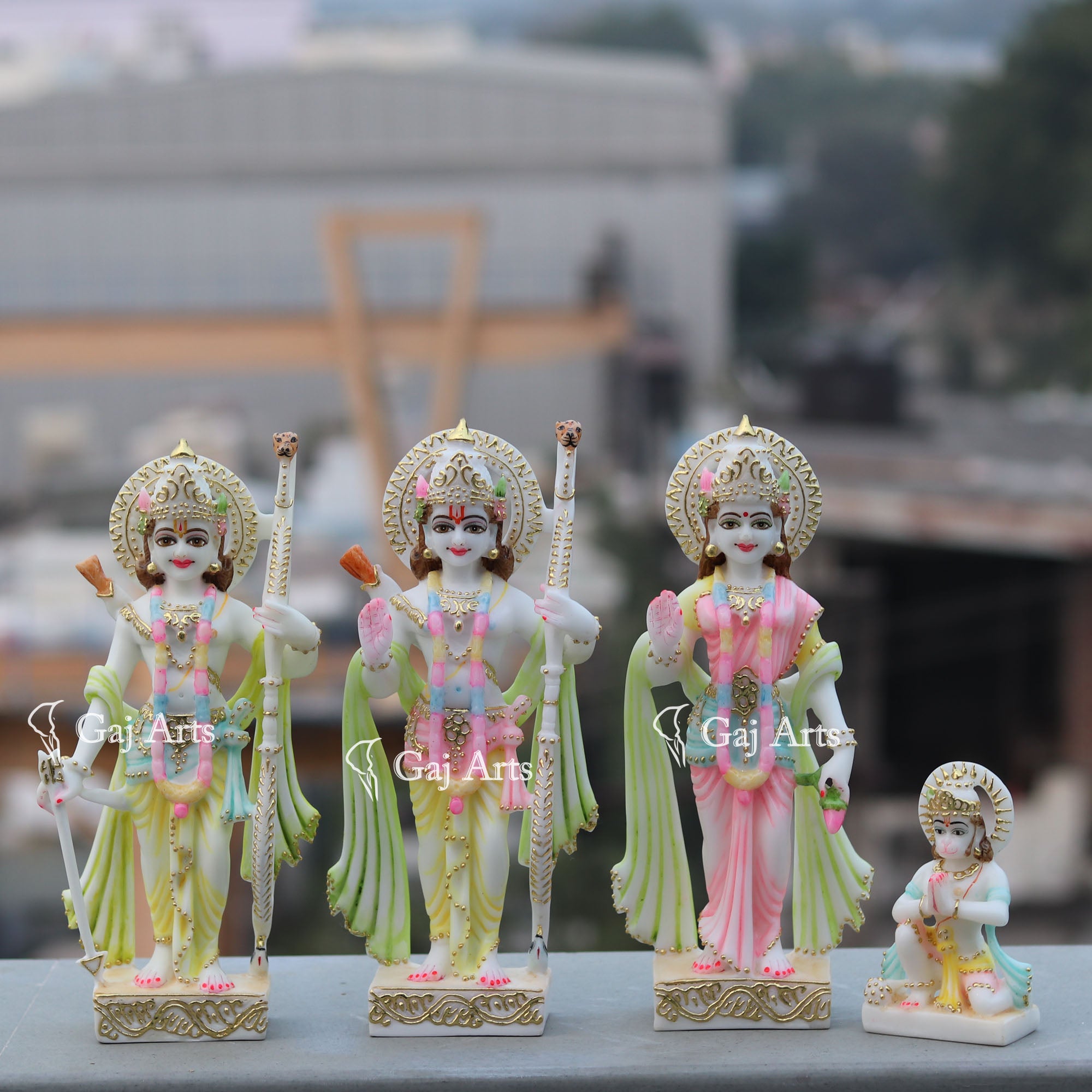 White Marble Ethiopia Ram Jodi Idol | 12 Inch