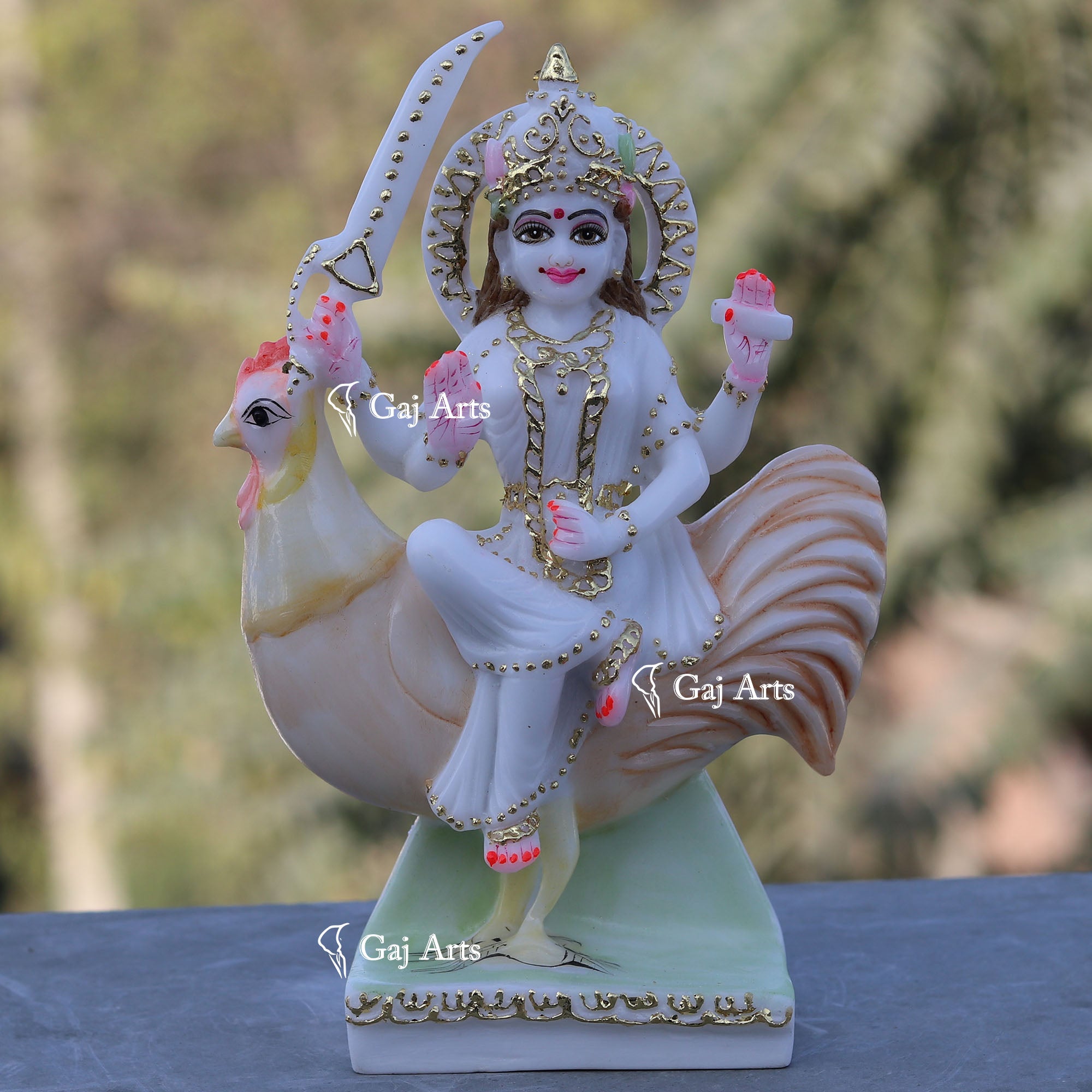 White Marble Bahu Charni Mata Idol | 9 Inch