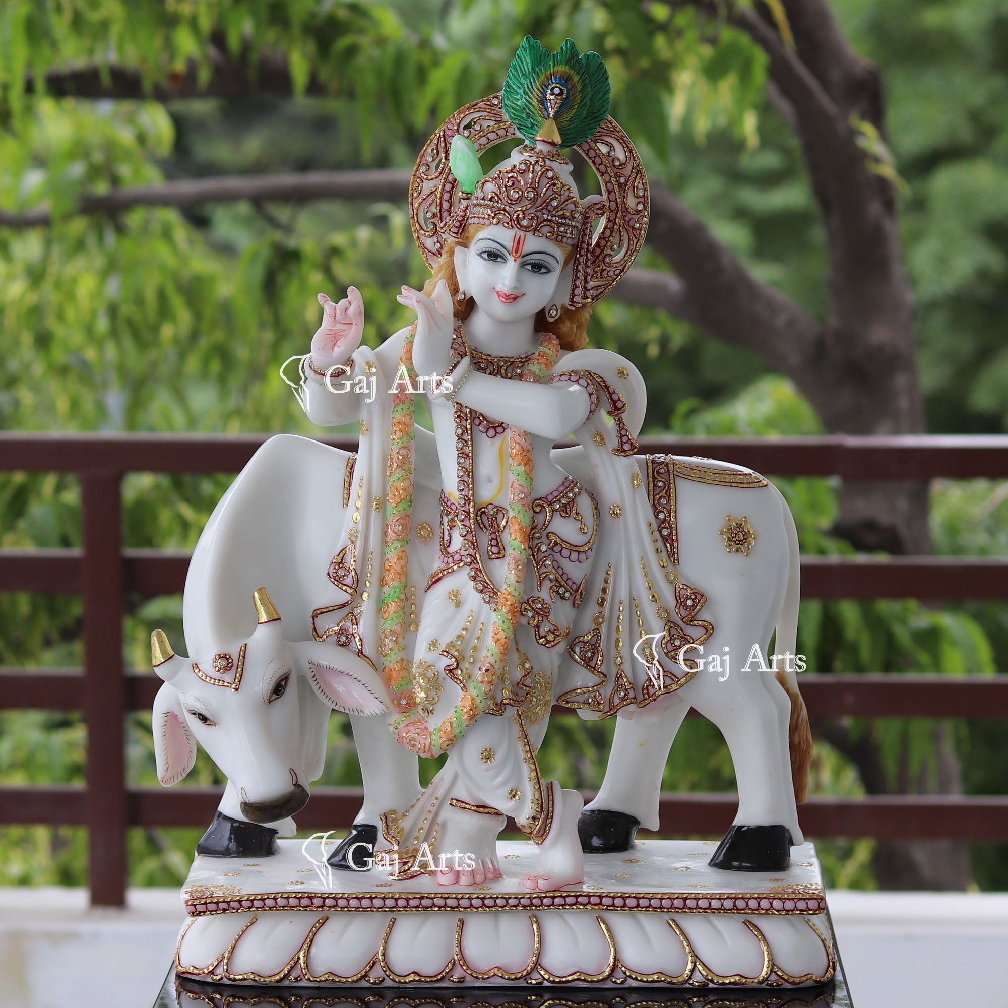 White Marble Ethiopia Go Gopal Statue | 24 Inch
