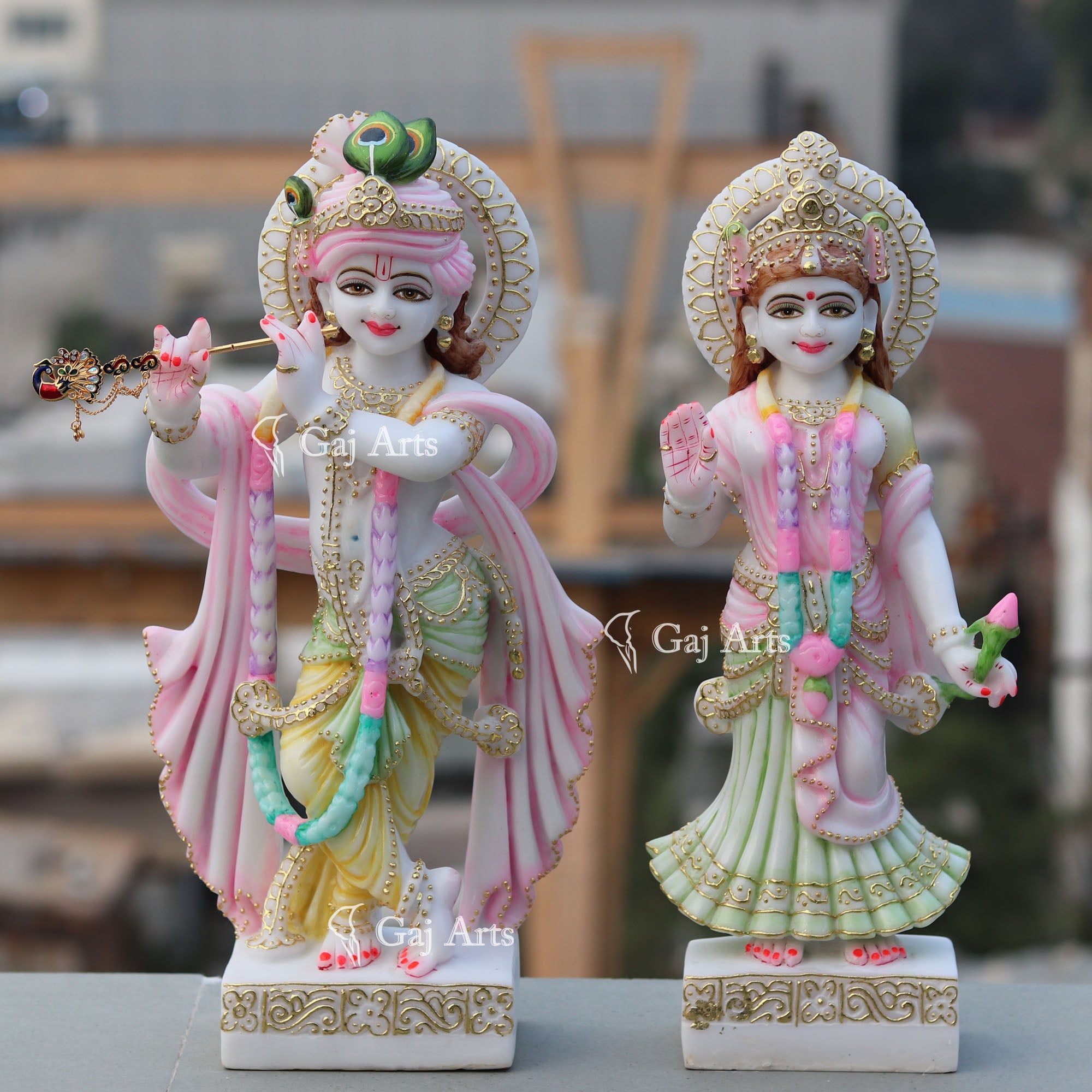 White Marble Ethiopia Radha Krishna Murti | 18 Inch