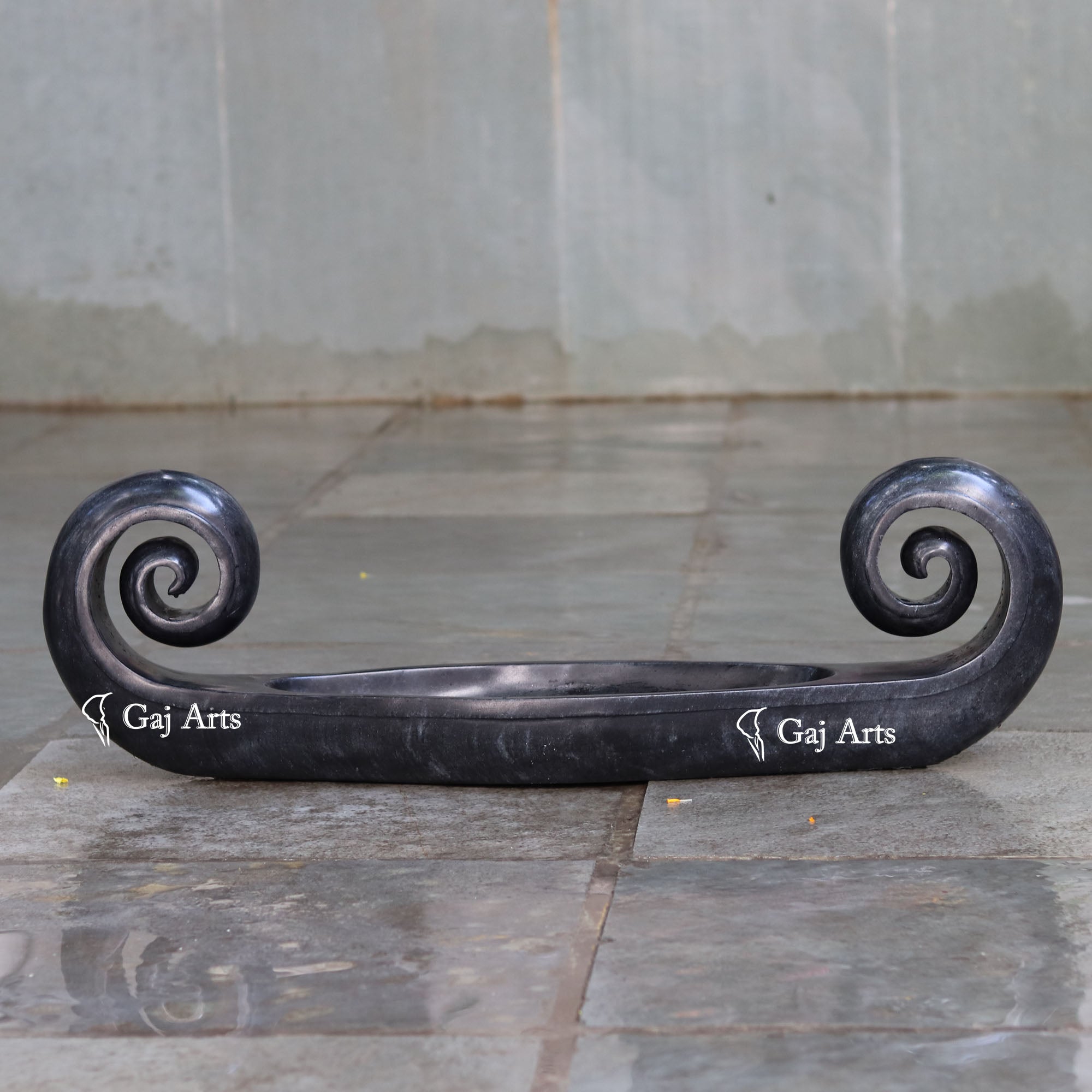 Black Marble Boat Sculpture | 36 Inch