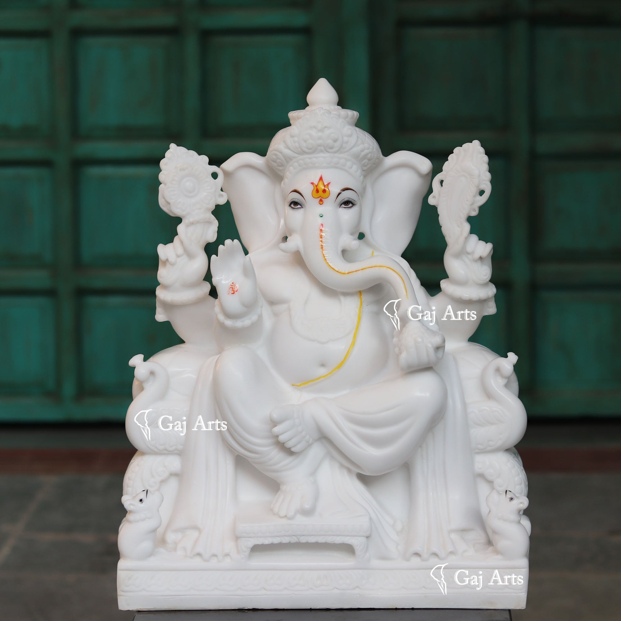White Marble Ethiopia Ganesh Idol | 24 Inch