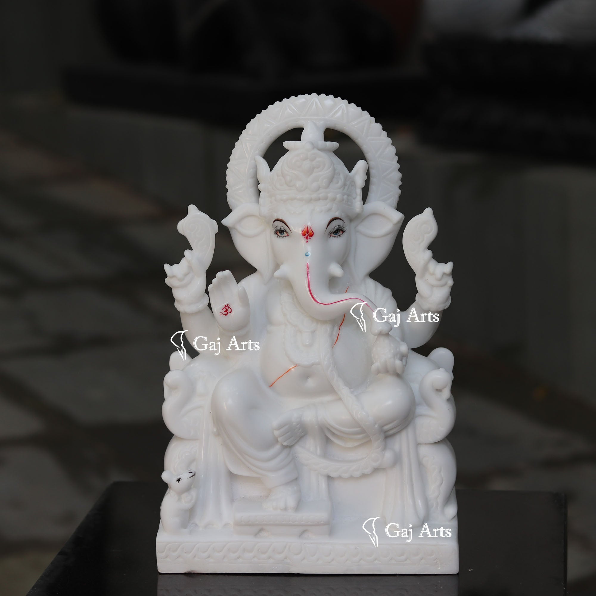 White Marble Ethiopia Ganesh Idol | 15 Inch