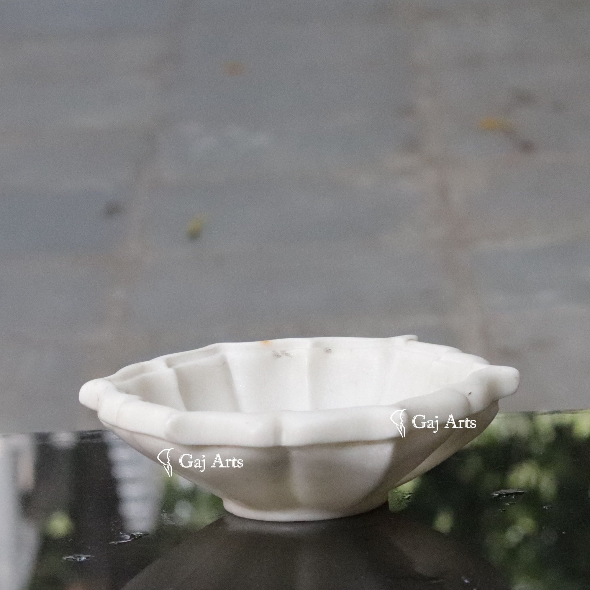 White Marble Handcrafted Flower Bowl | 8 Inch