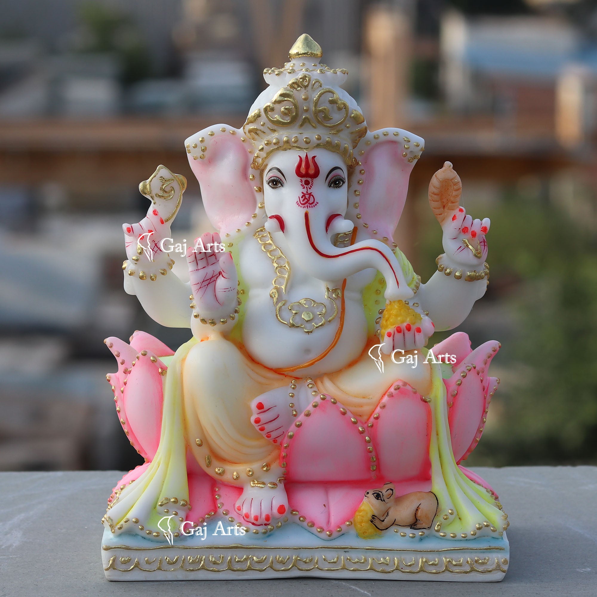 White Marble  Ethiopia Ganesh Murti | 9 Inch