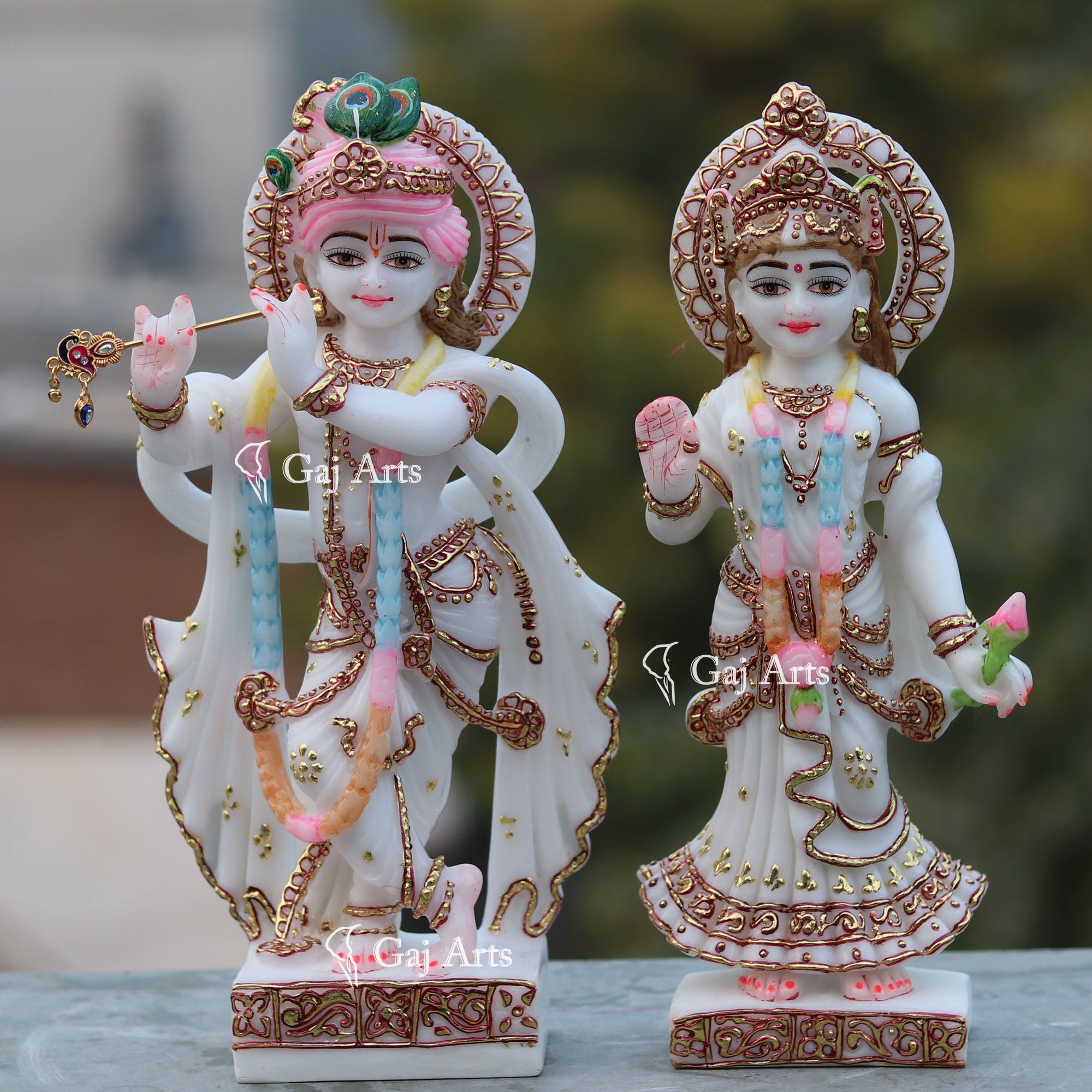 White Marble Radha Krishna Jodi | 12 Inch