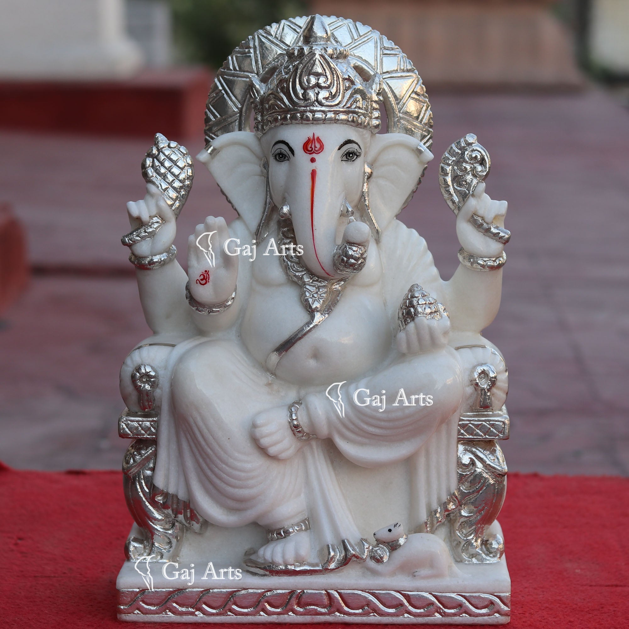 Super White Makrana Marble Ganesh Murti | 15 Inch