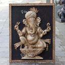 White Antique Finish Marble Ganpati Wall Panel | 54 Inch