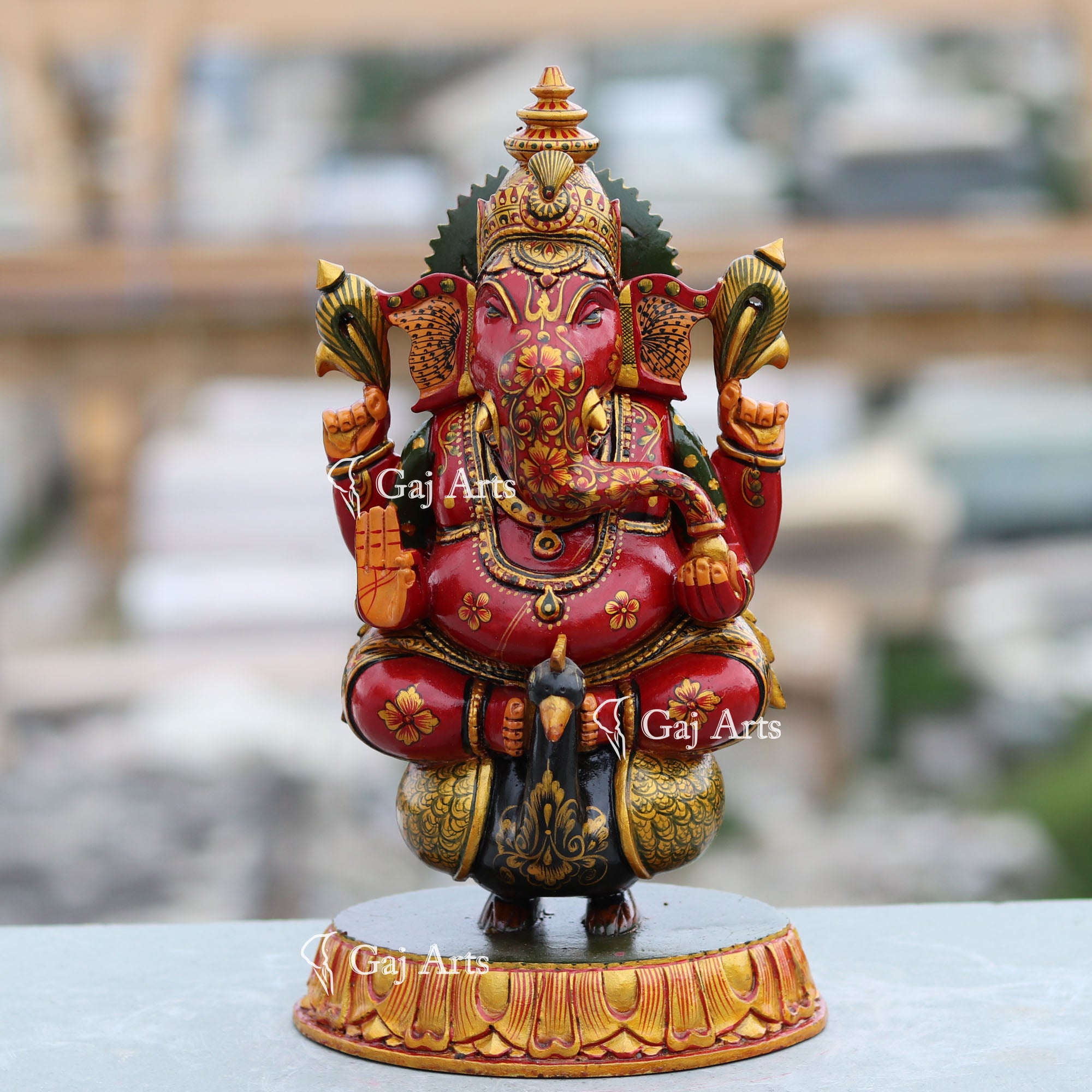 Handcrafted Wooden Ganesh Statue | 12 Inch