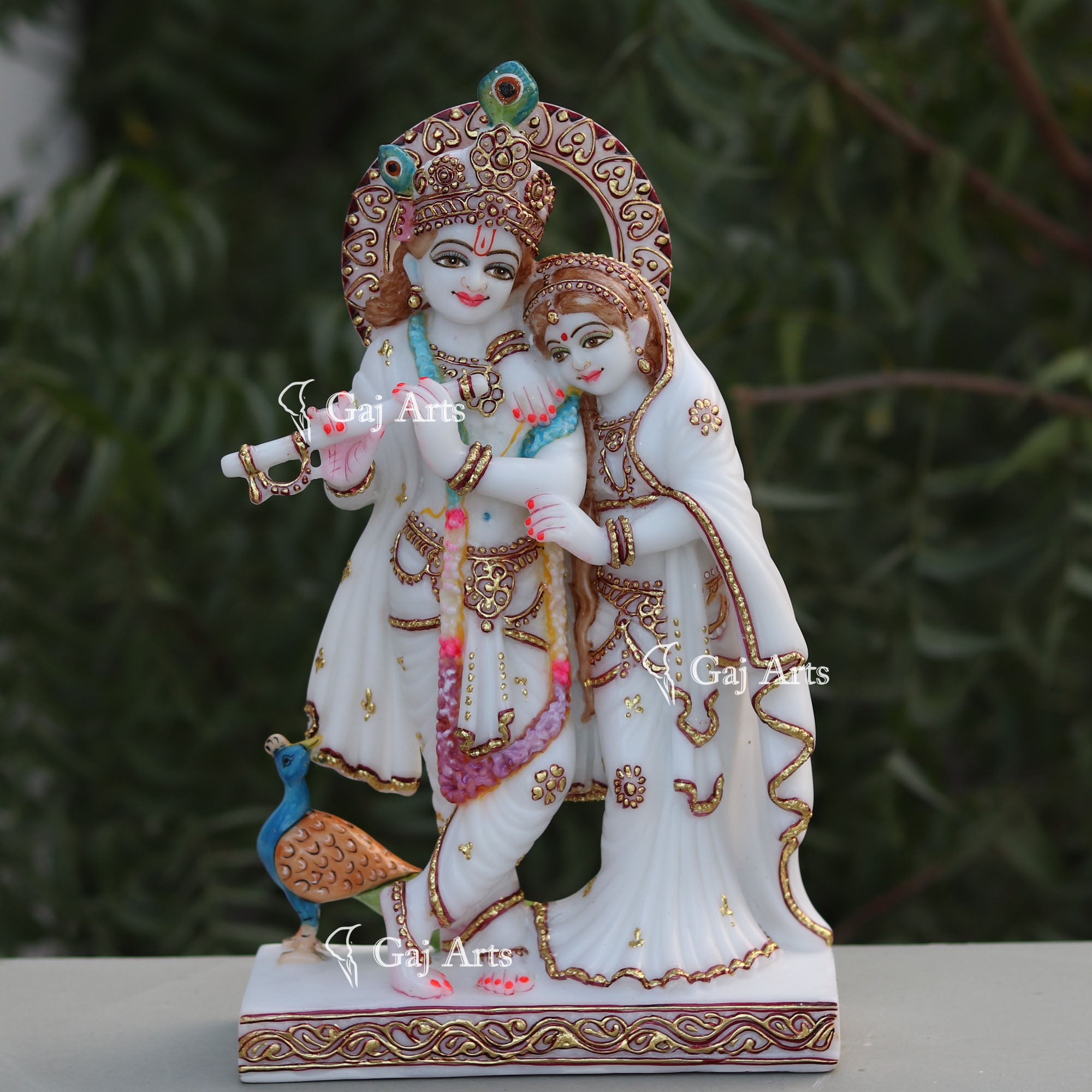 White Marble Ethiopia Radha Krishna Jugal Jodi Murti | 15 Inch