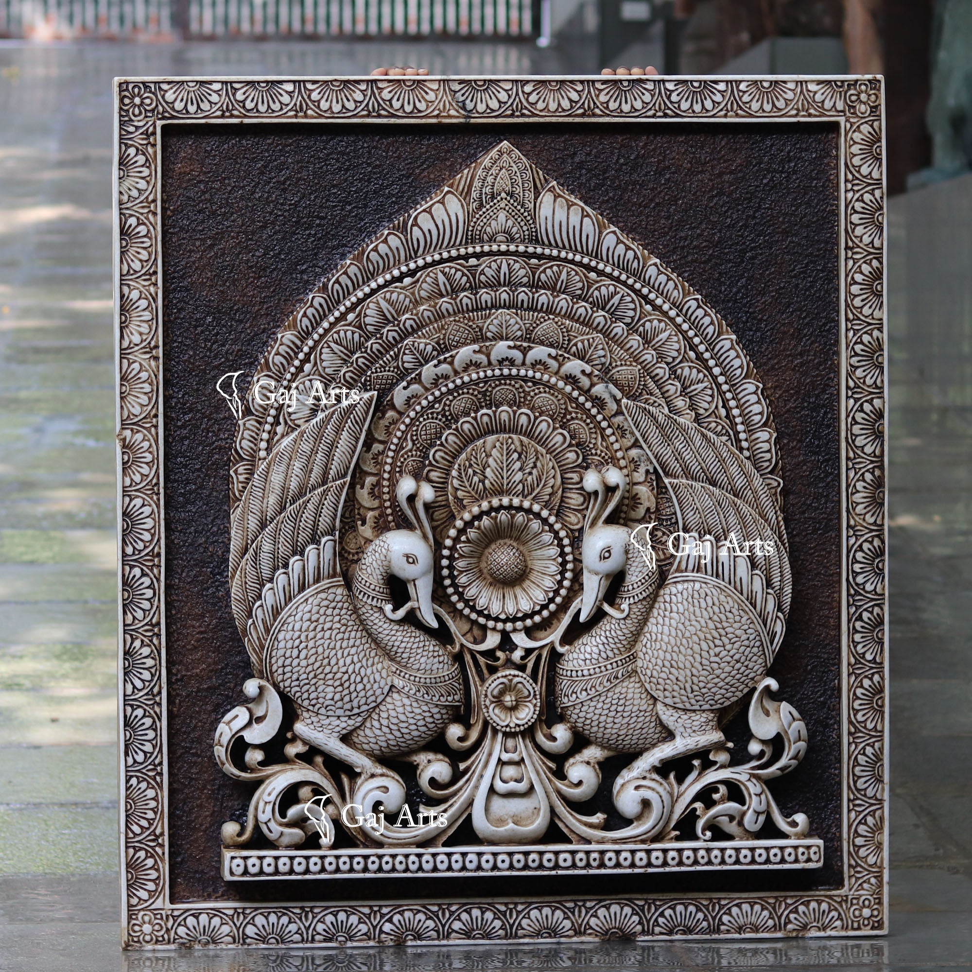 Antique Finish  Peacock  Wall Panel | 48 Inch