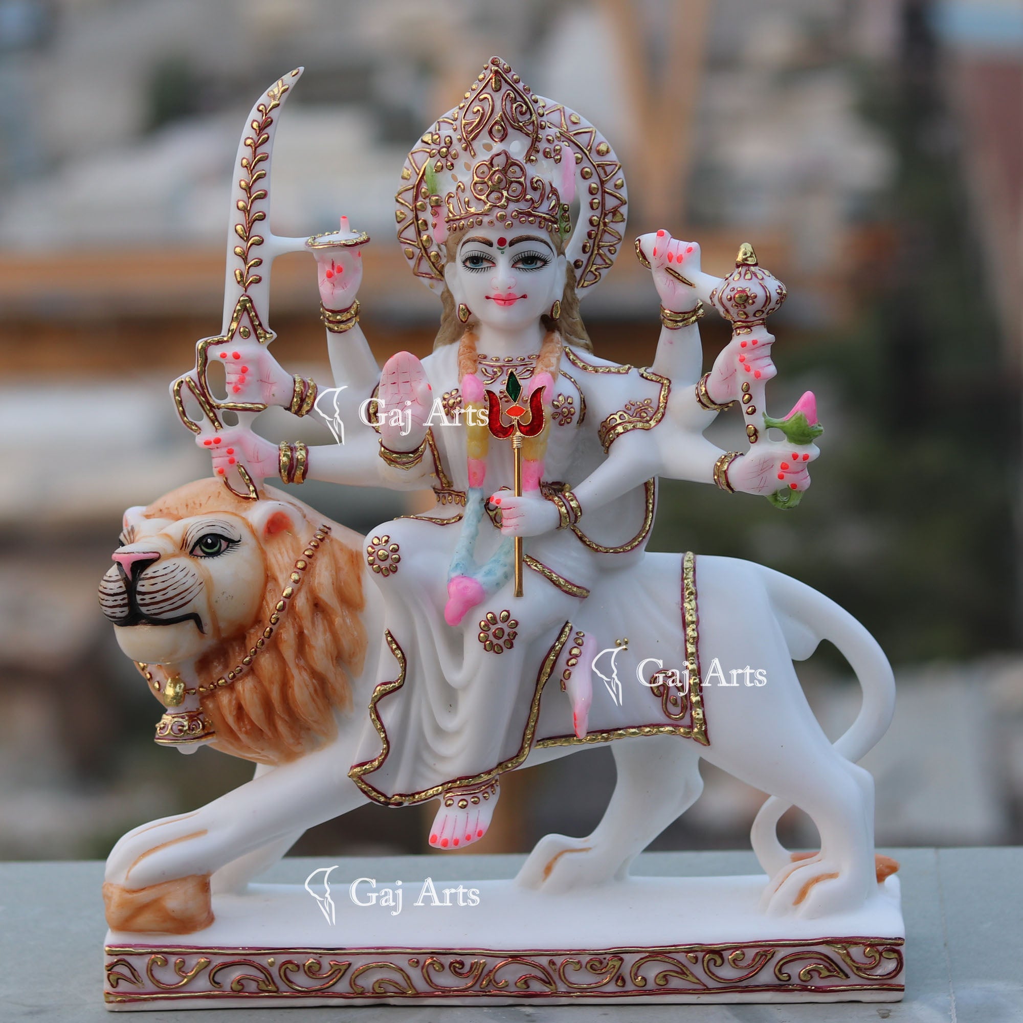 White Marble Durga Maa Idol | 15 Inch