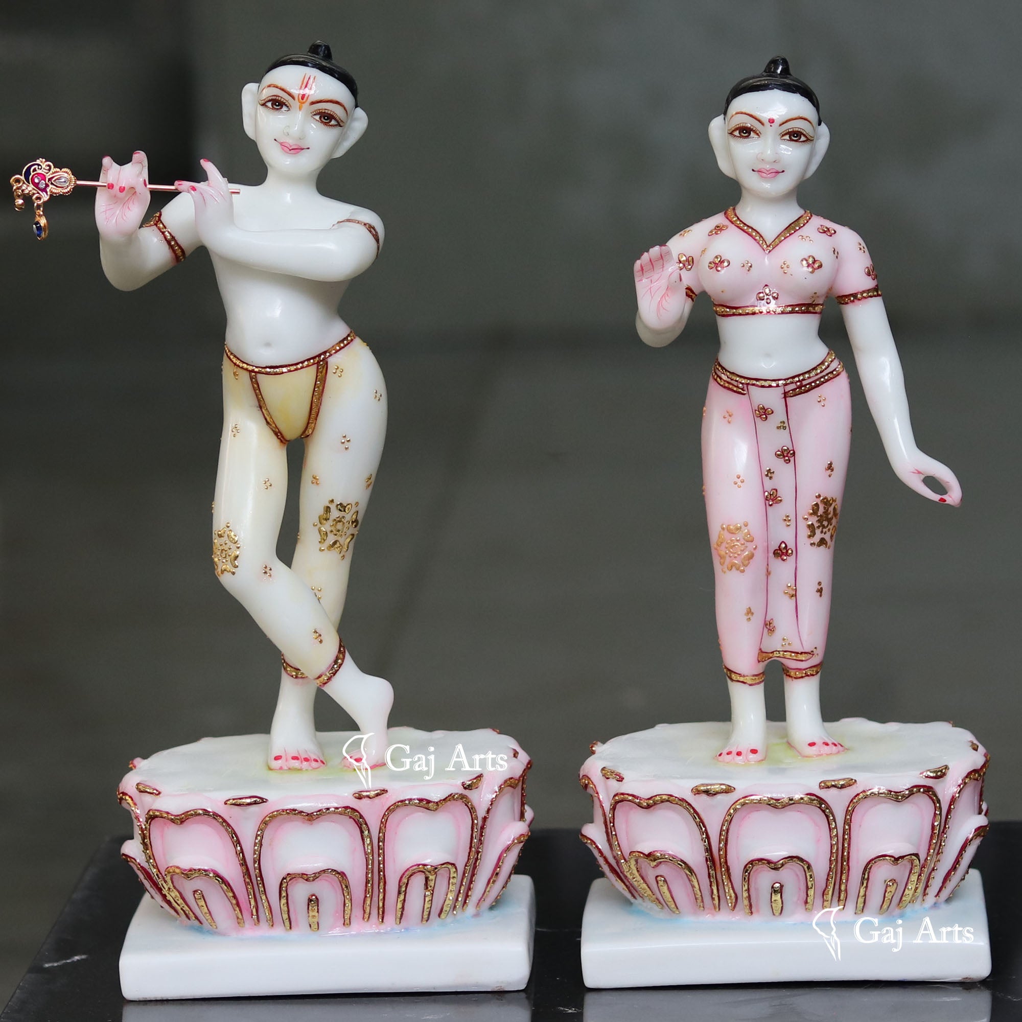 White Marble ISKCON Radha Krishna Idol | 15 Inch