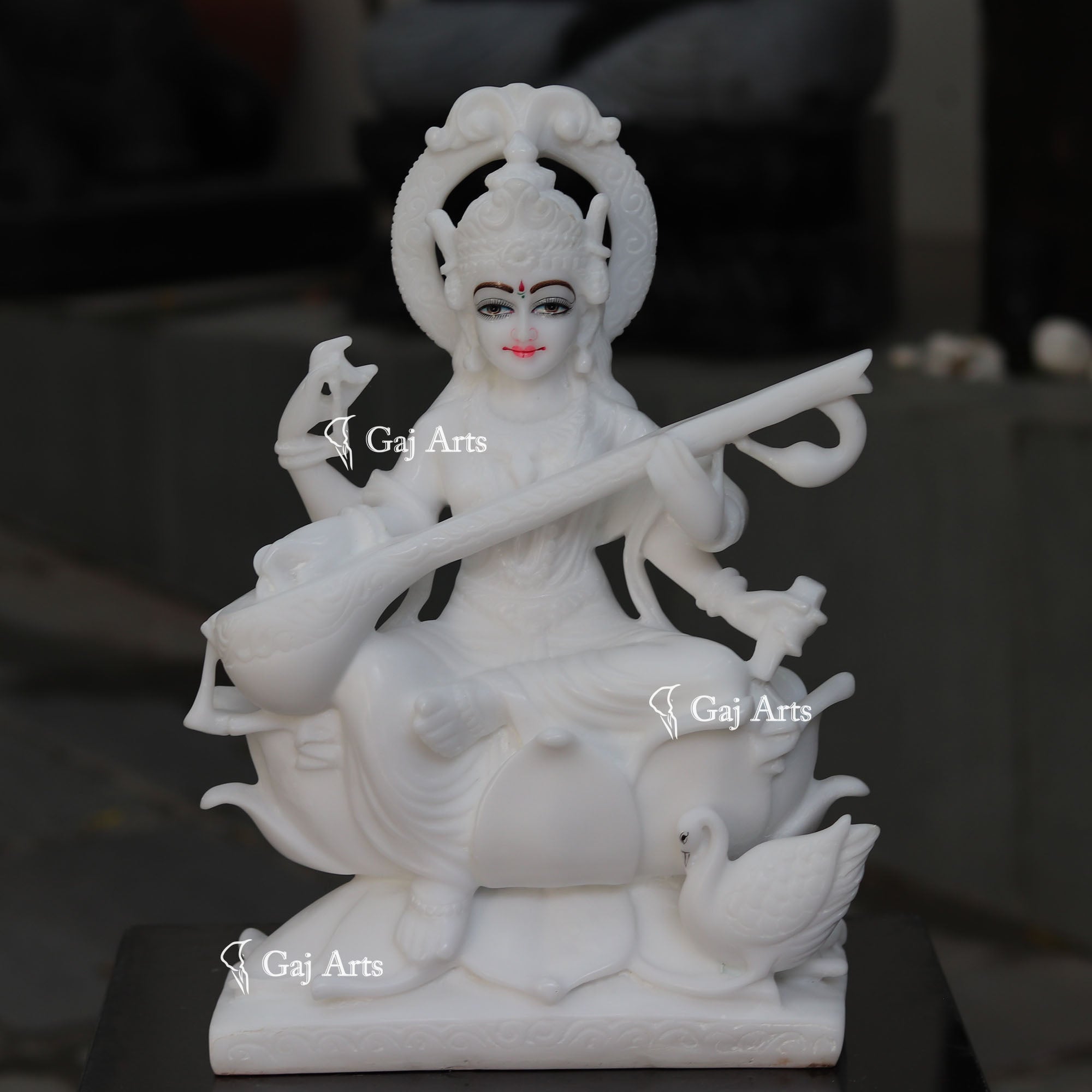 White Marble Saraswati Maa Statue | 18 Inch