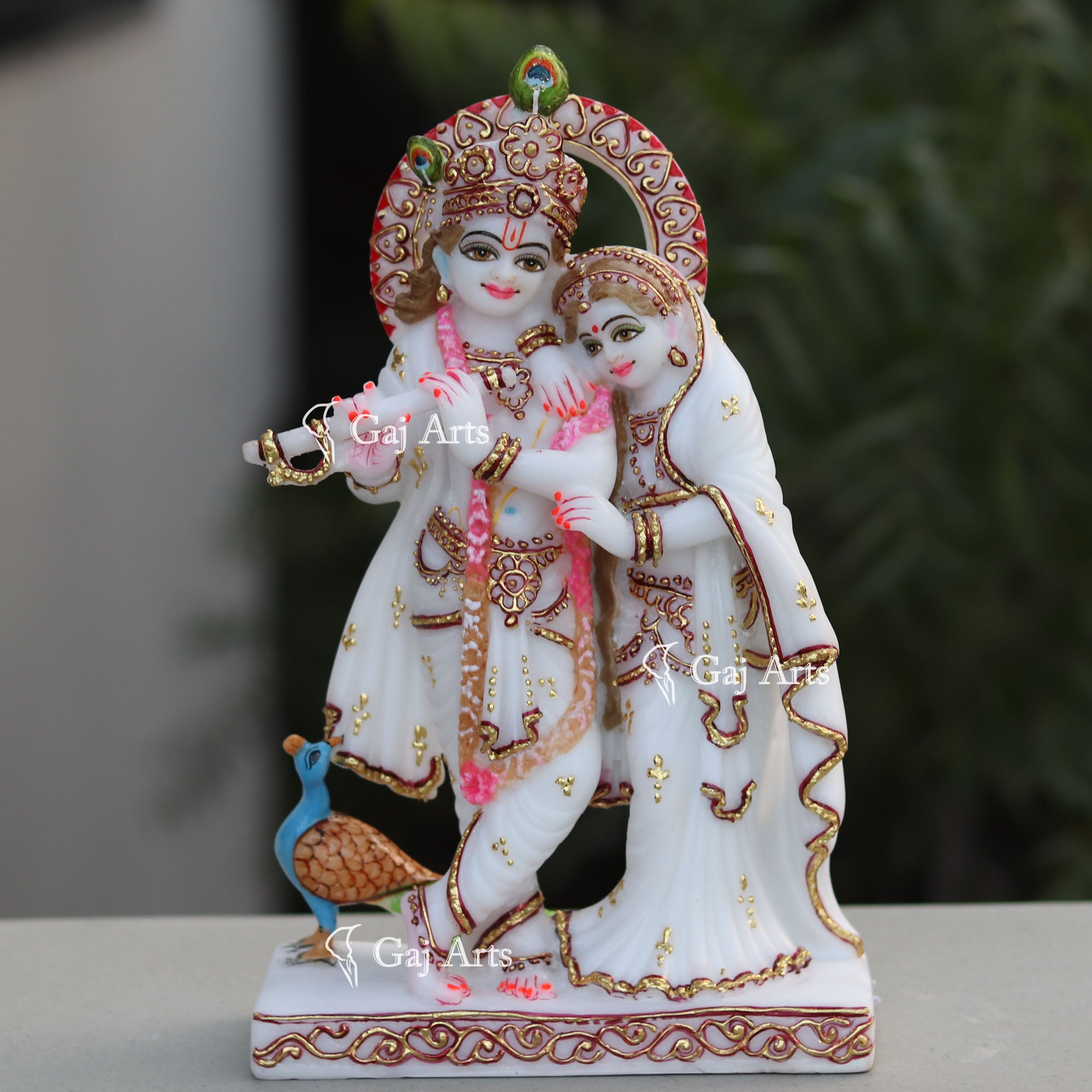White Marble Radha Krishna Statue | 12 Inch