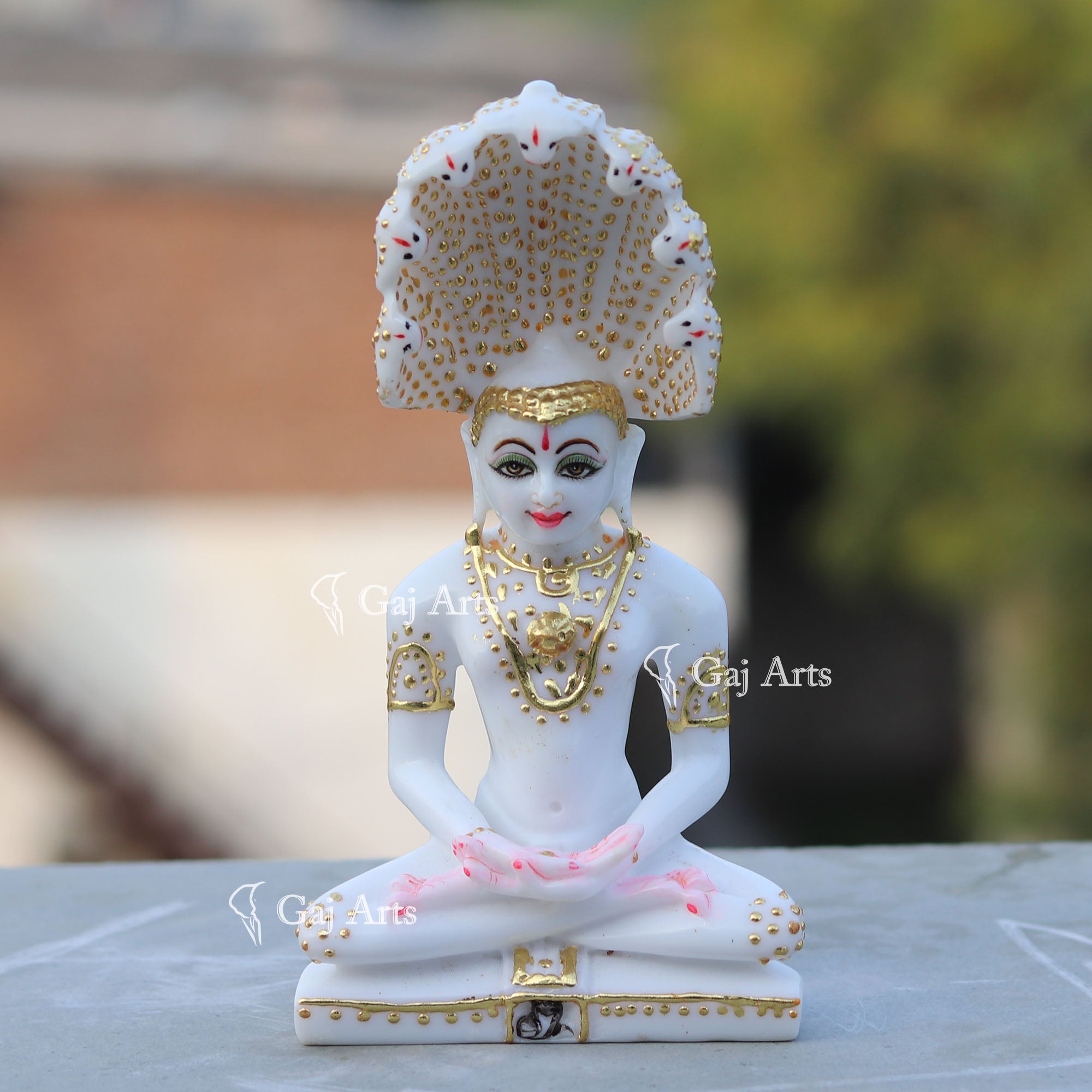 White Marble Ethiopia Parshwanath Idol | 7 Inch