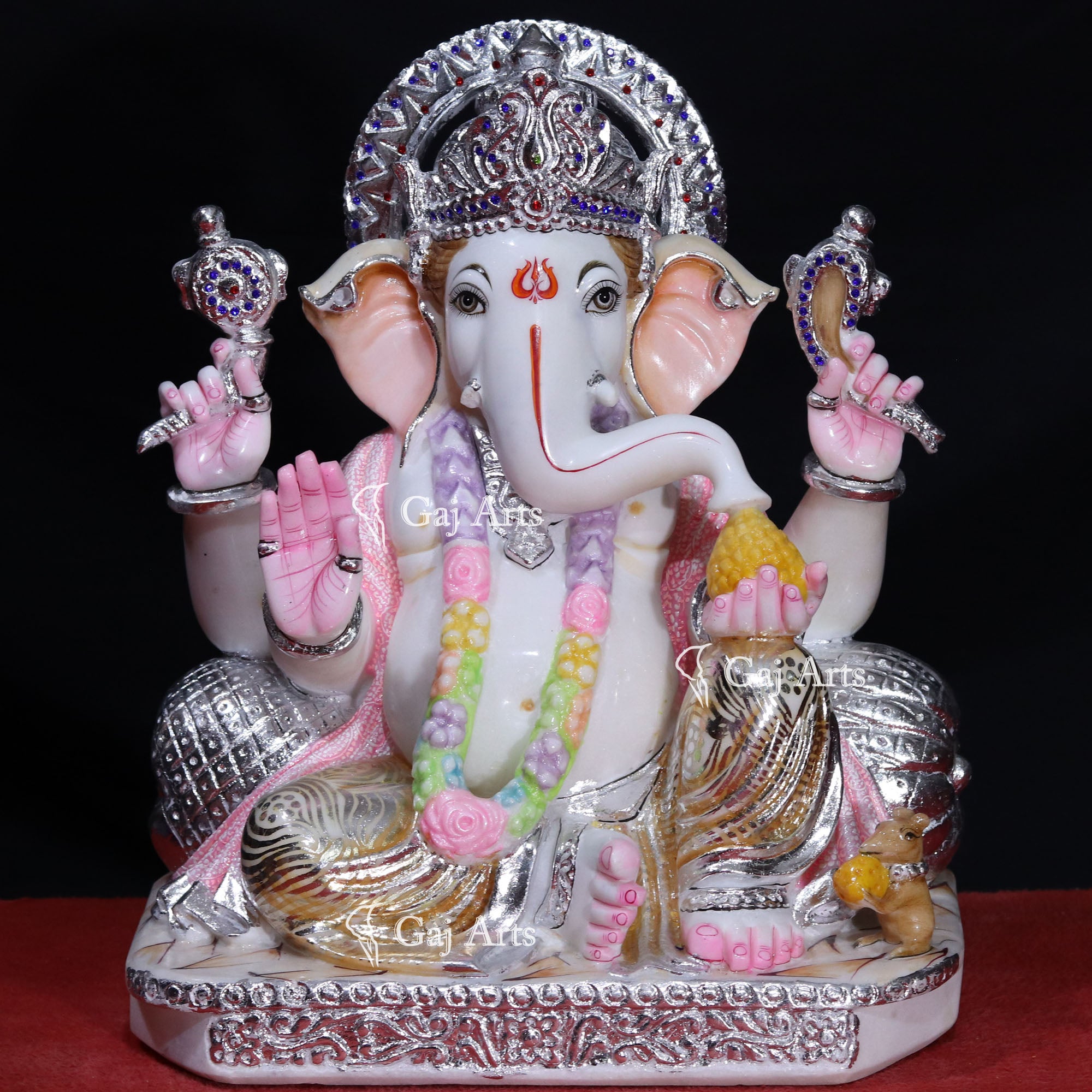 White Makrana Marble Ganesh Murti | 18 Inch