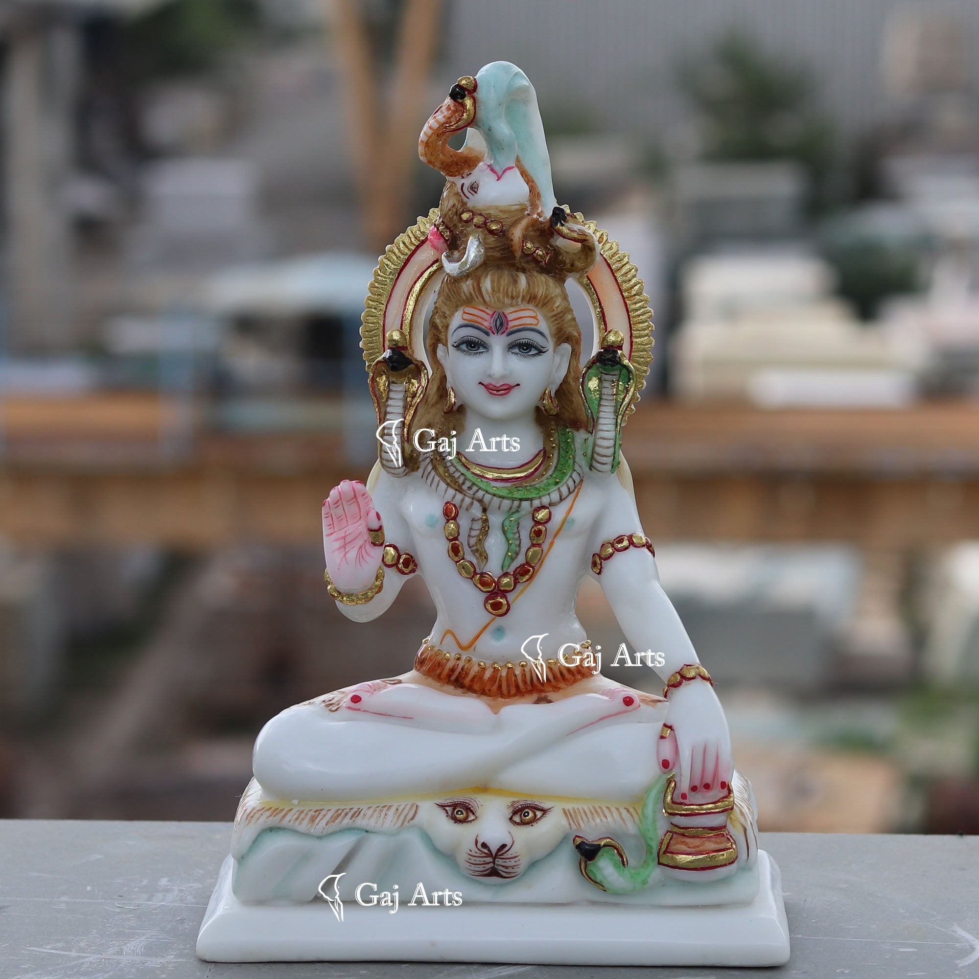 White Ethiopia  Marble Lord Shiva Statue | 10 Inch