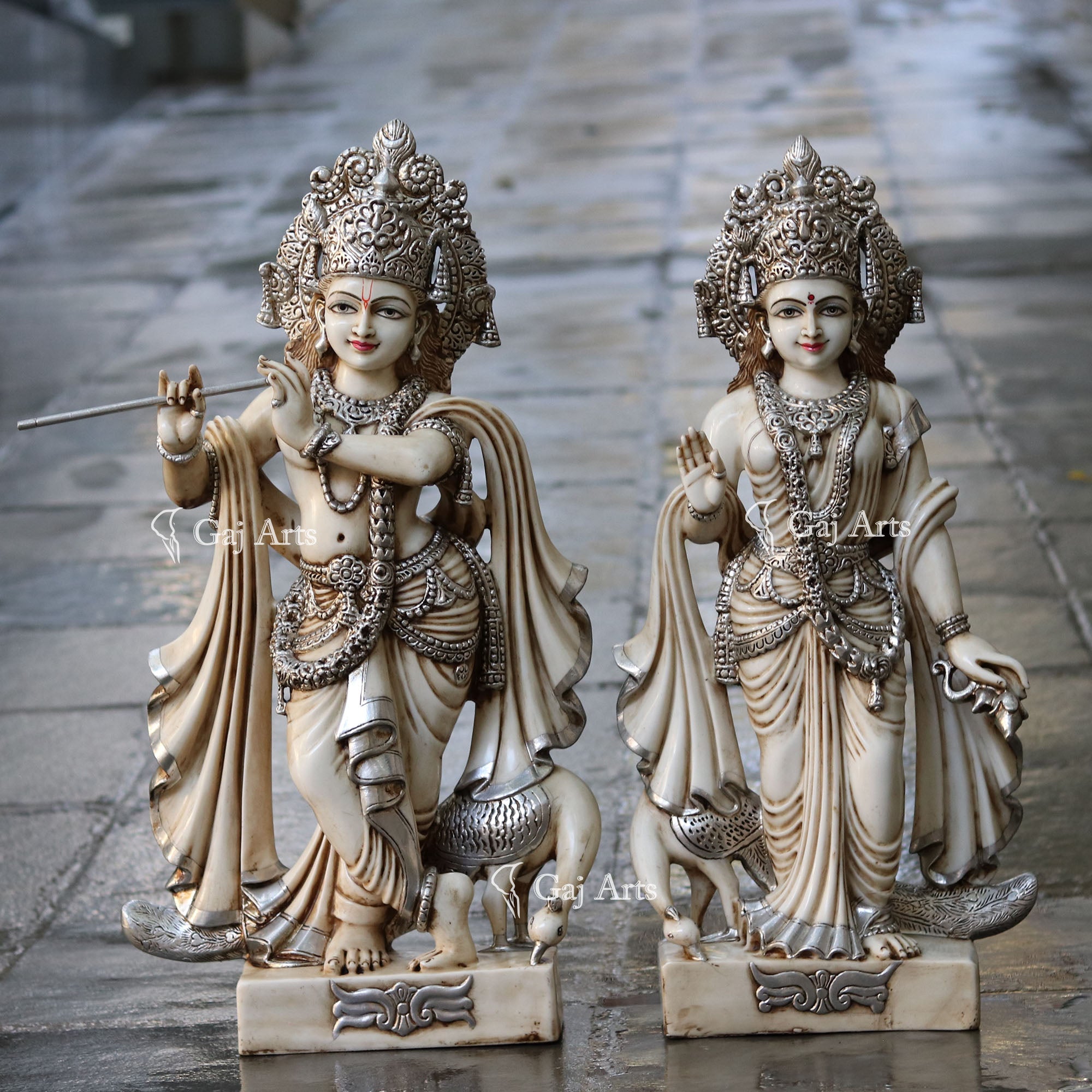 White Marble Ethiopia Radha Krishna Idol | 30 Inch