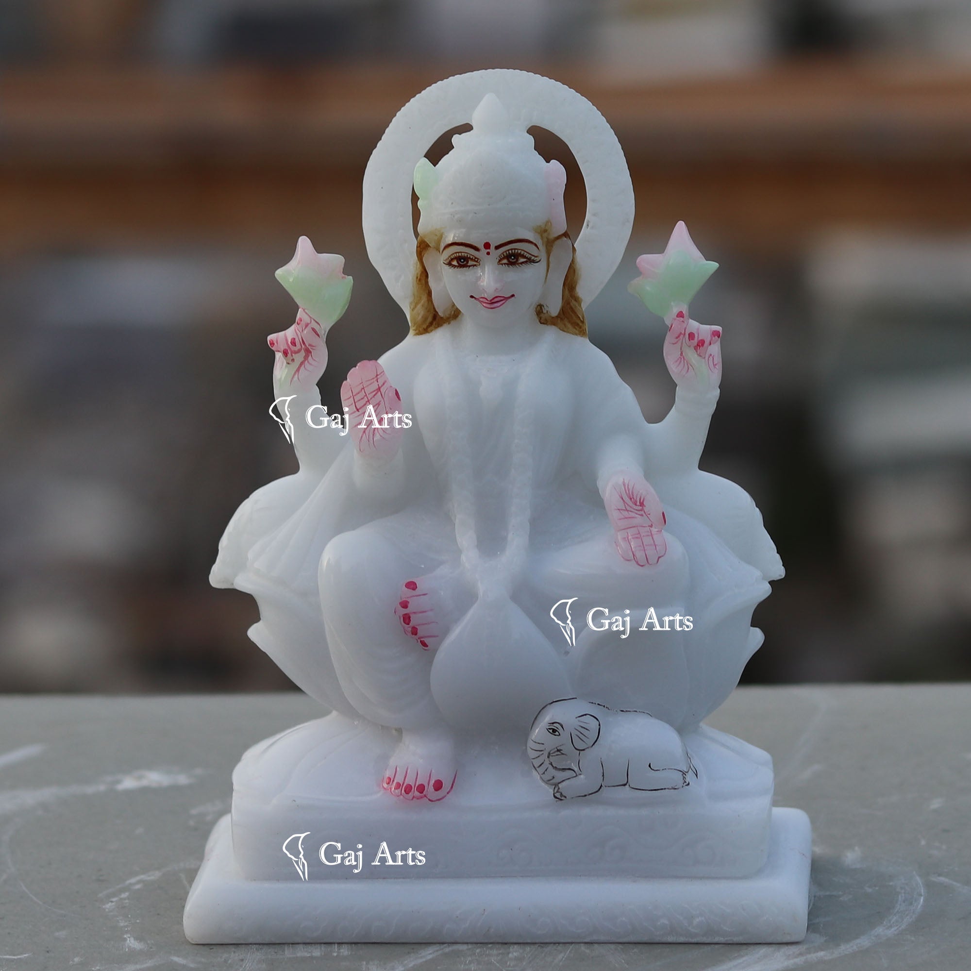 White Marble Lakshmi Mata Statue | 7 Inch