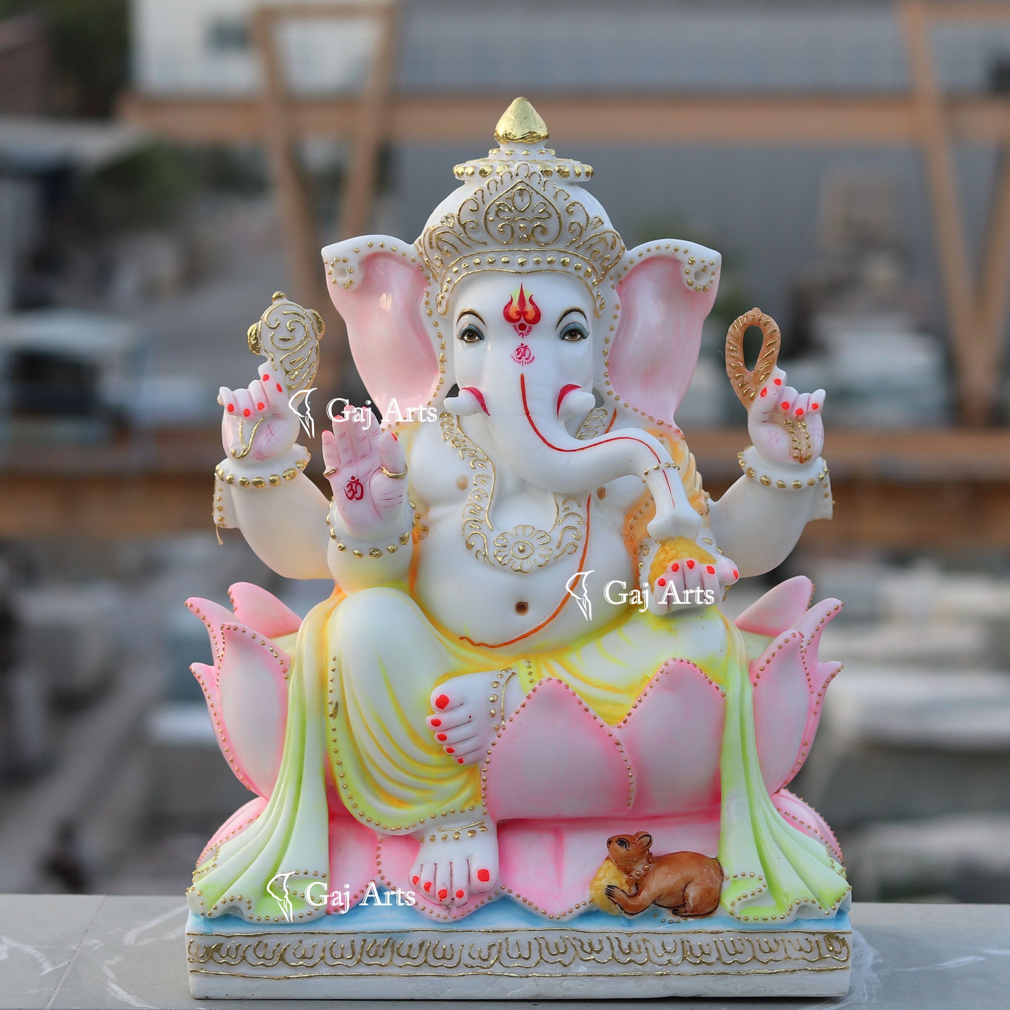 White Marble Ethiopia Ganesh Idol | 18 Inch
