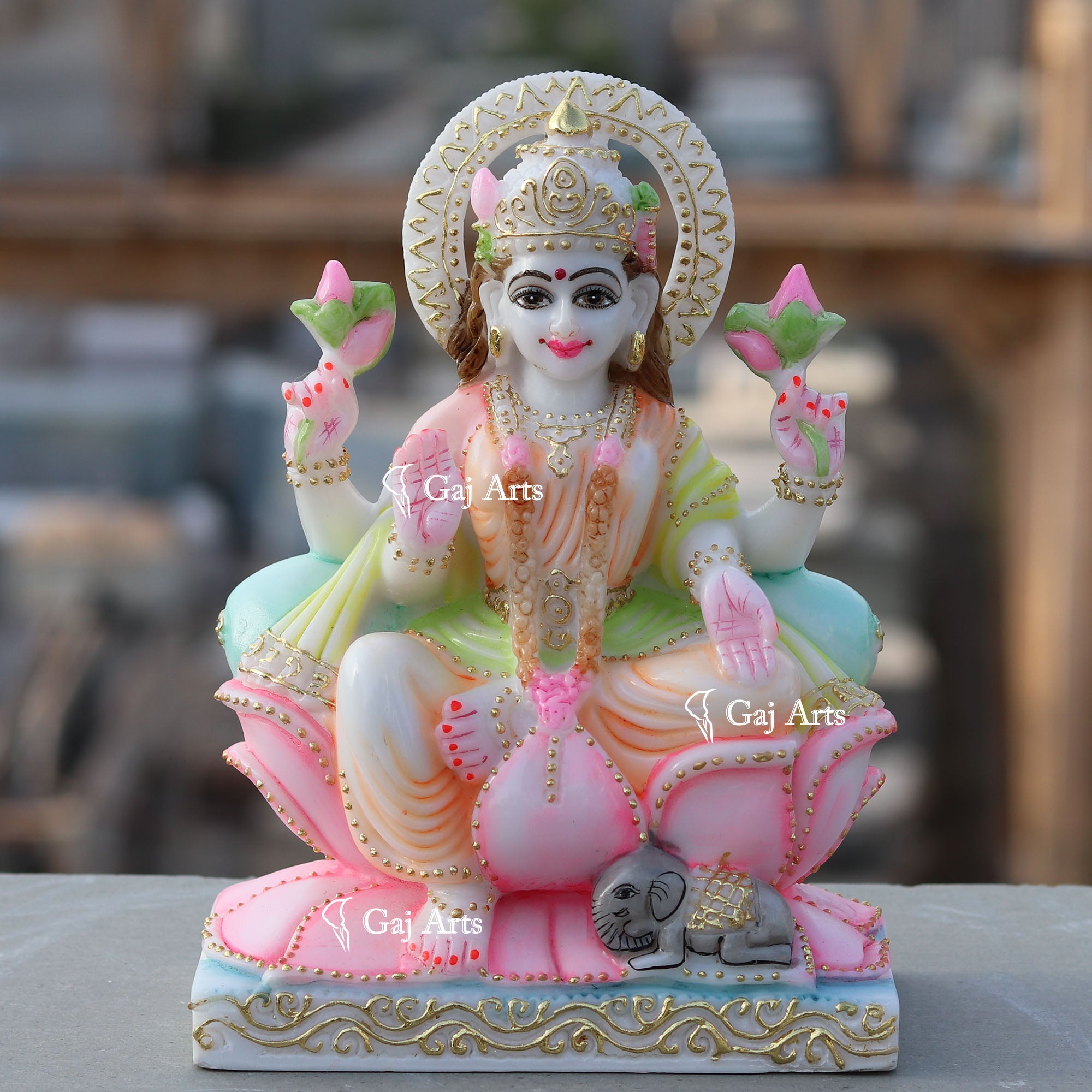White Marble Lakshmi Mata Statue | 9 Inch