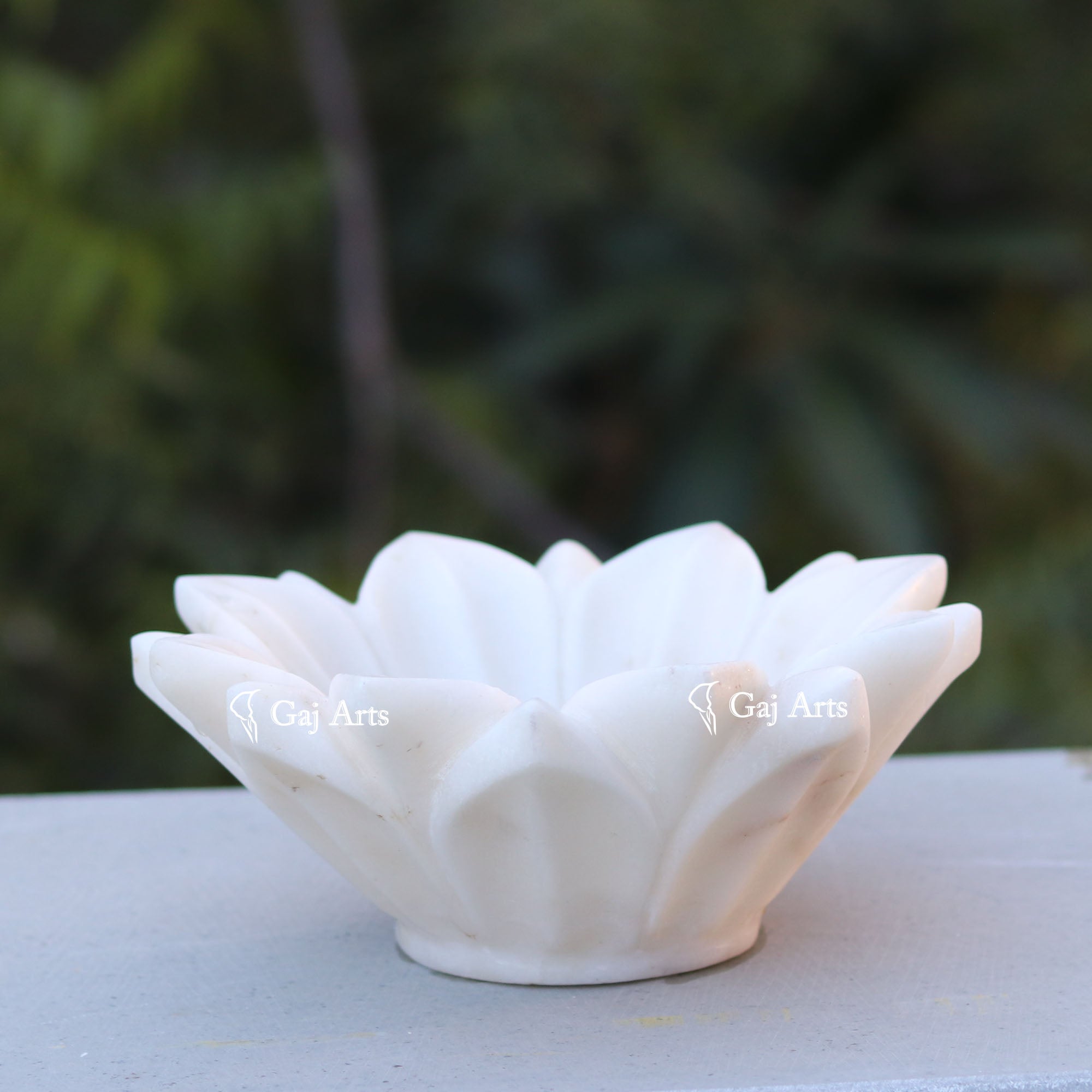 White Marble Handcrafted Flower Bowl | 7 Inch