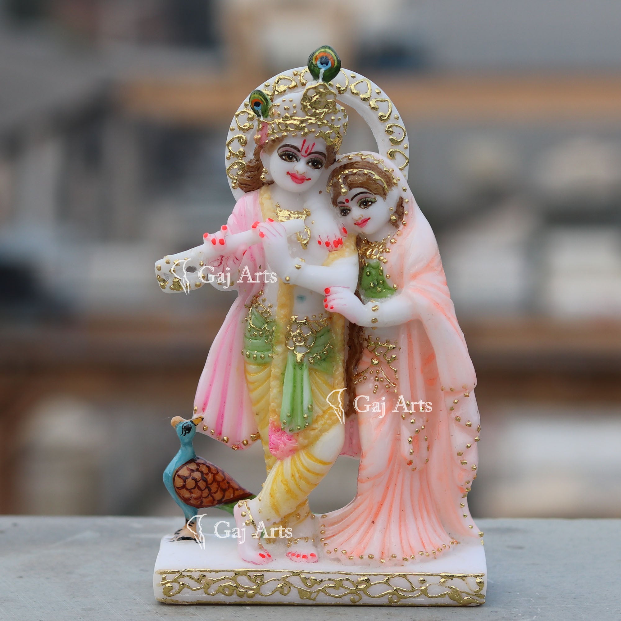 White Marble Radha Krishna Murti | 7 Inch