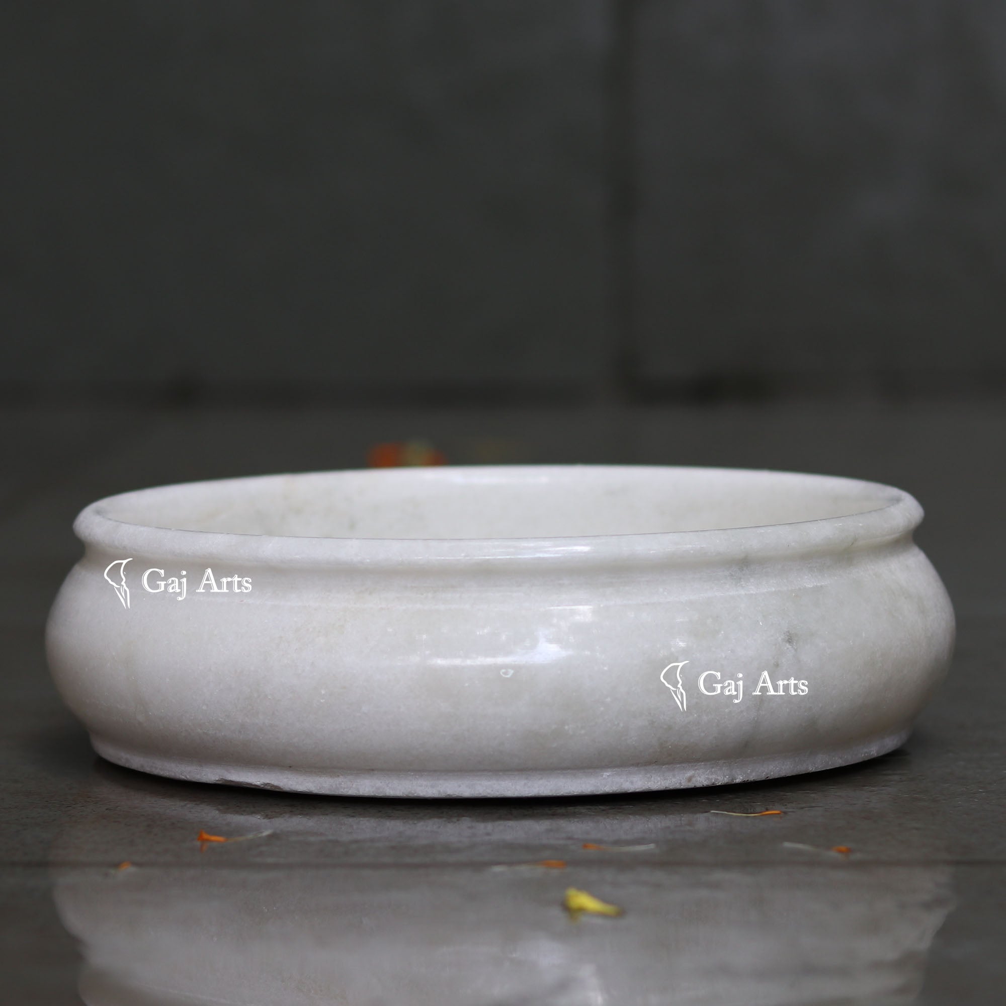 White Marble Flower Bowl | 10 Inch