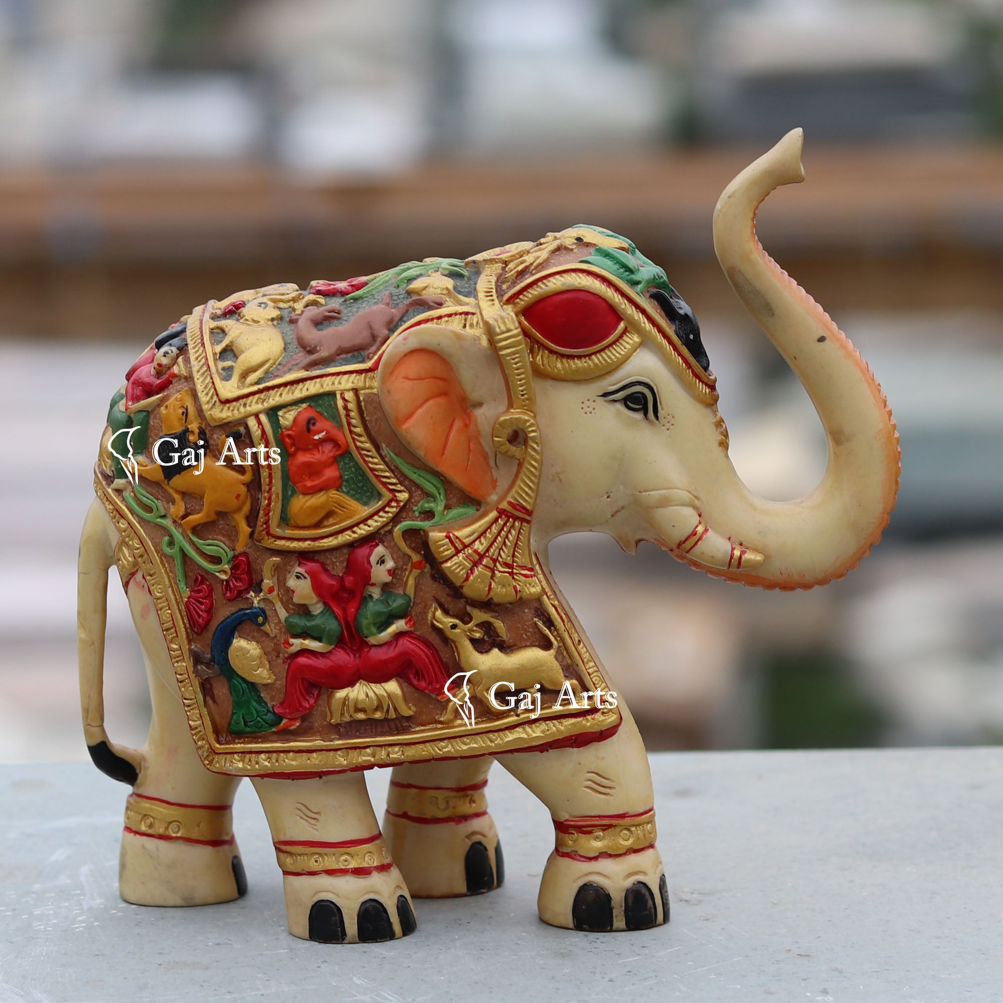 Marble Powder Elephant Idol | 7 Inch