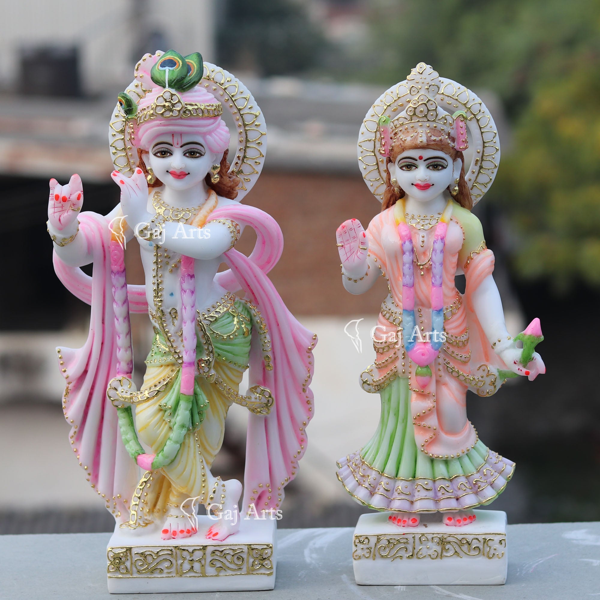 White Marble Radha Krishna Idol | 15 Inch