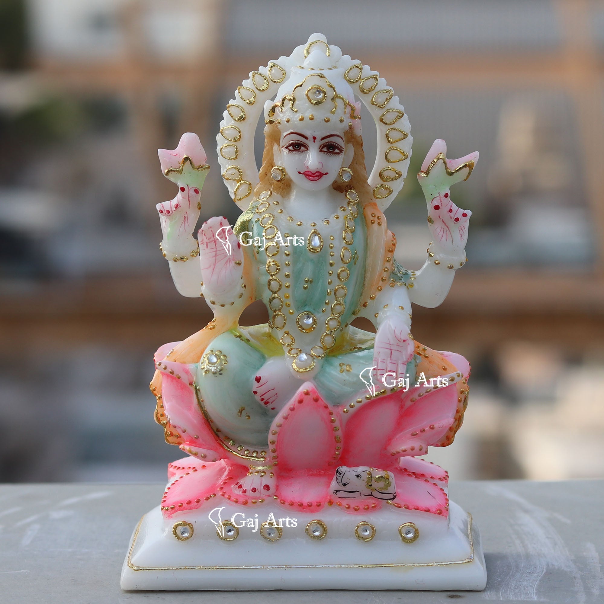 White Marble Lakshmi Mata Murti | 6 Inch