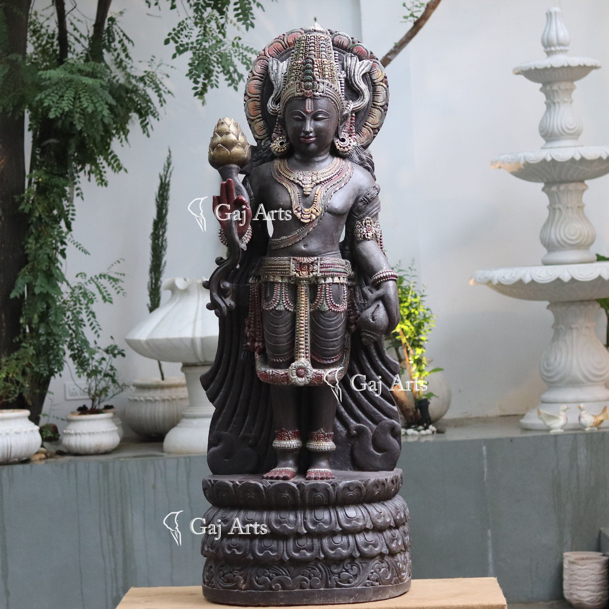 Sandstone Vishnu Ji Statue | 72 Inch