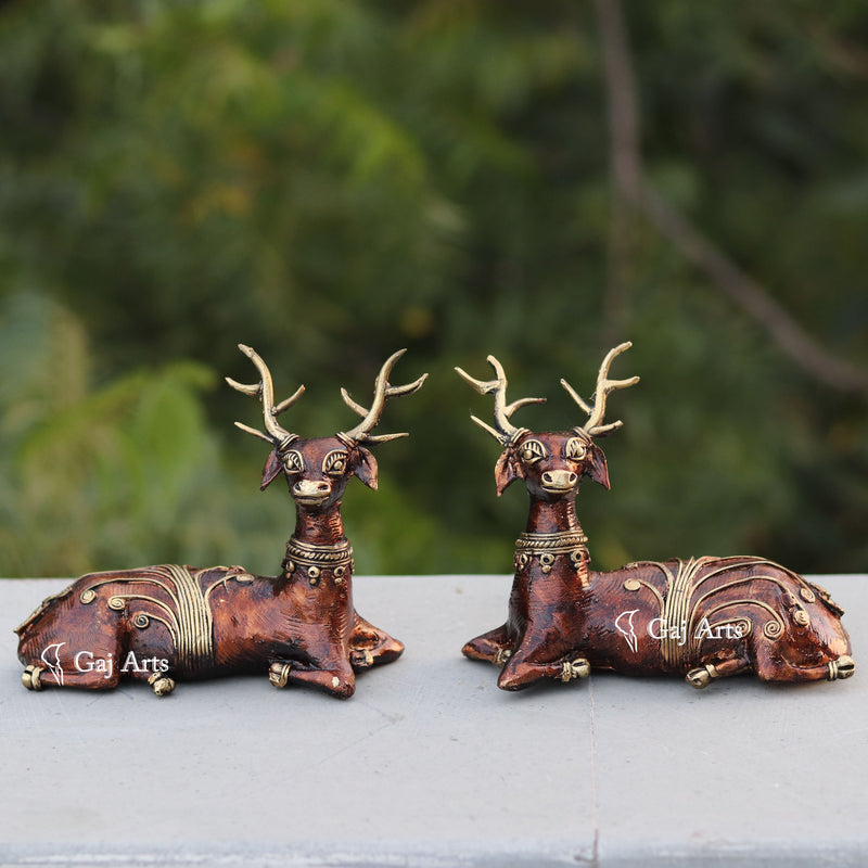 Dhokra Art Sitting Deer 5"
