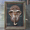 White Antique Finish  Elephant Face Wall Panel | 48 Inch