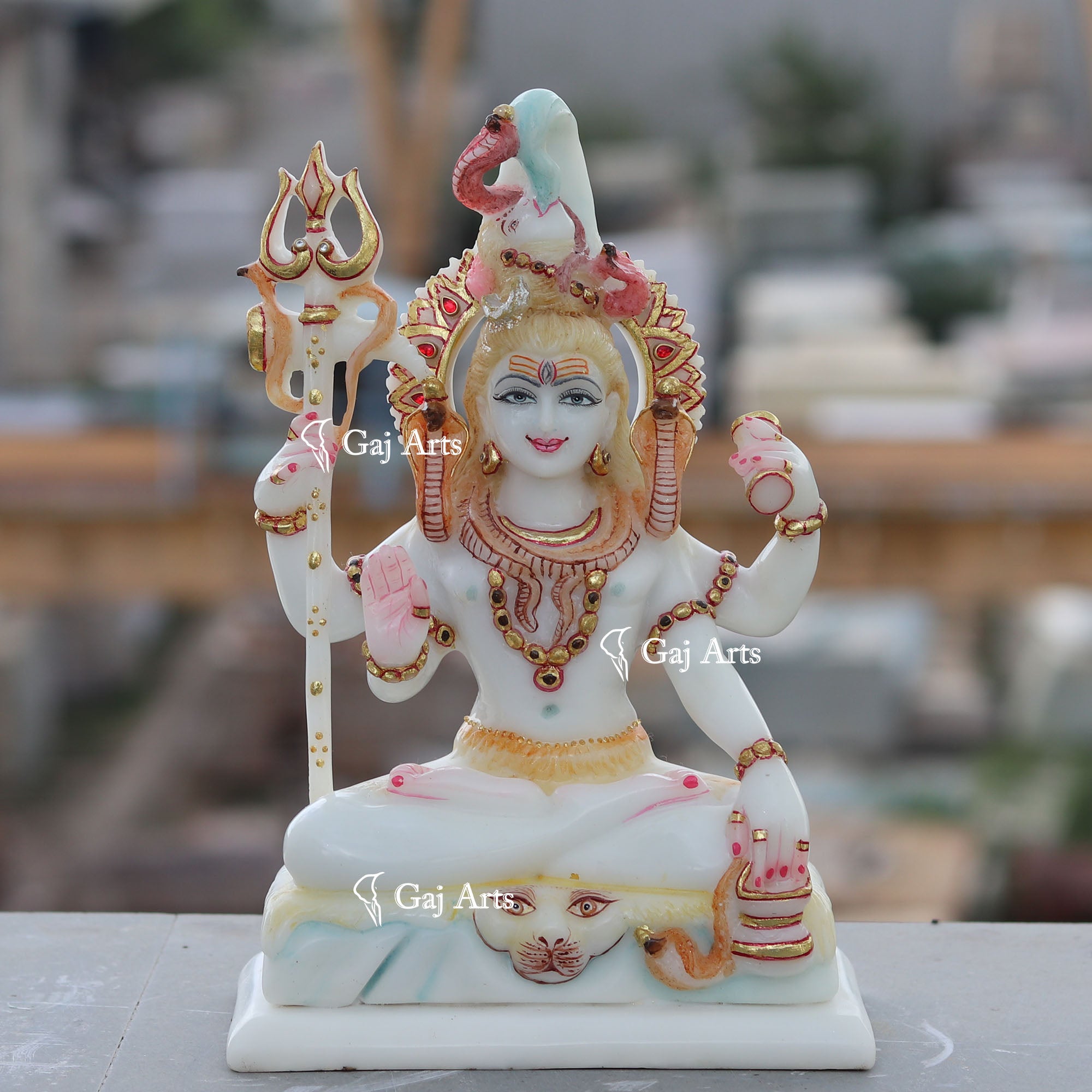 White Ethiopia  Marble Lord Shiva Statue | 10 Inch