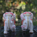 White Ethiopia Marble Elephant Statue | 9 Inch