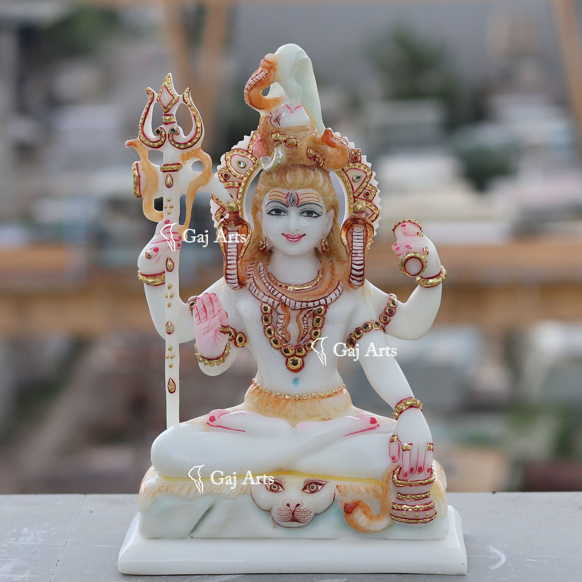 White Ethiopia  Marble Lord Shiva Statue | 10 Inch