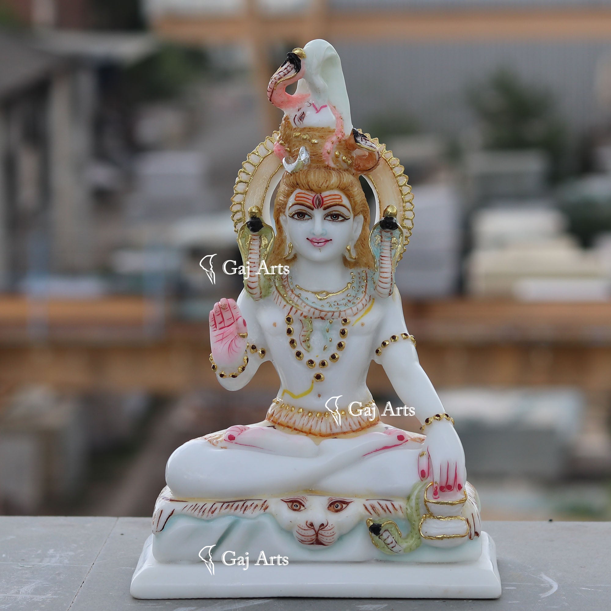 White Ethiopia  Marble Lord Shiva Statue | 10 Inch