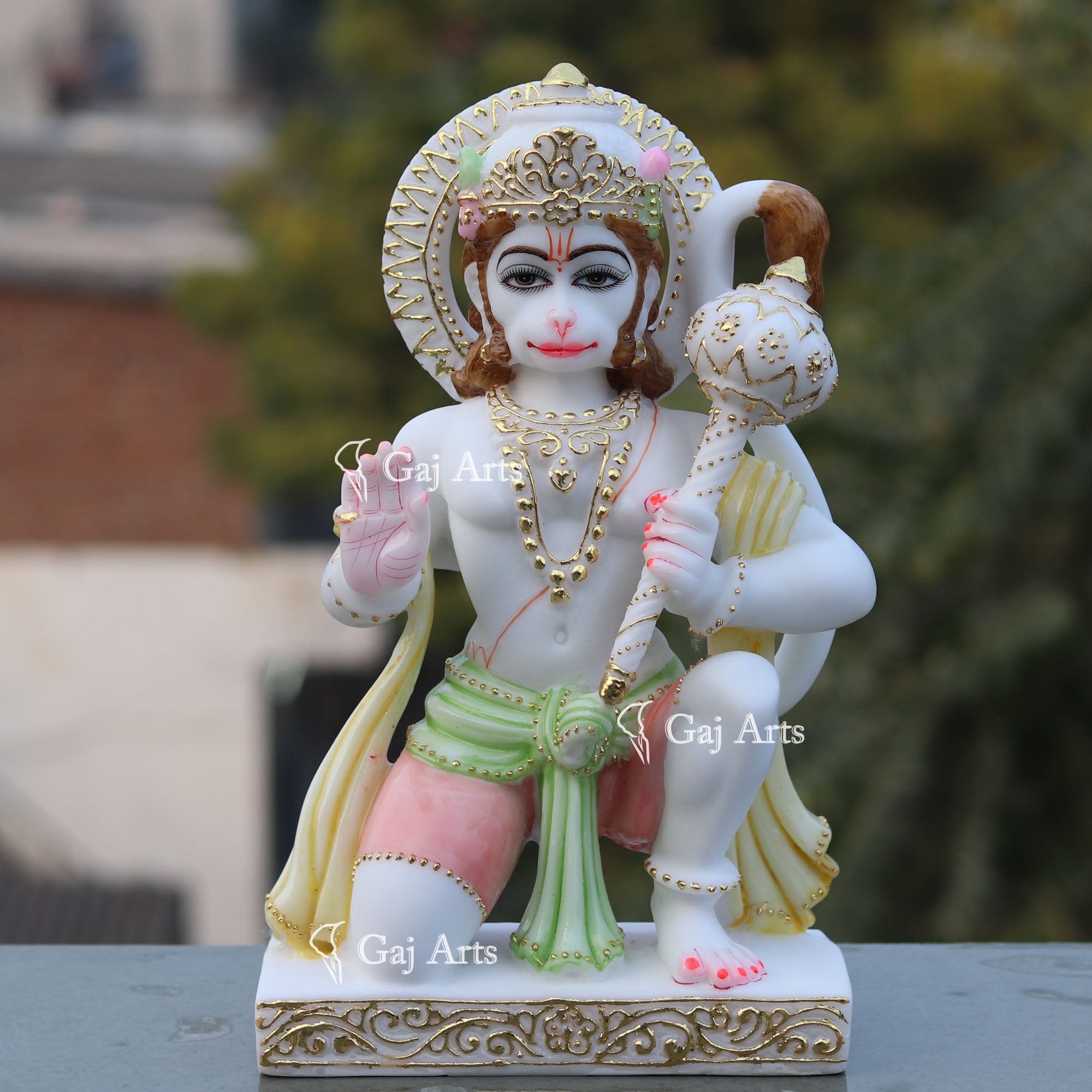 White Marble Hanuman Ji Idol | 15 Inch