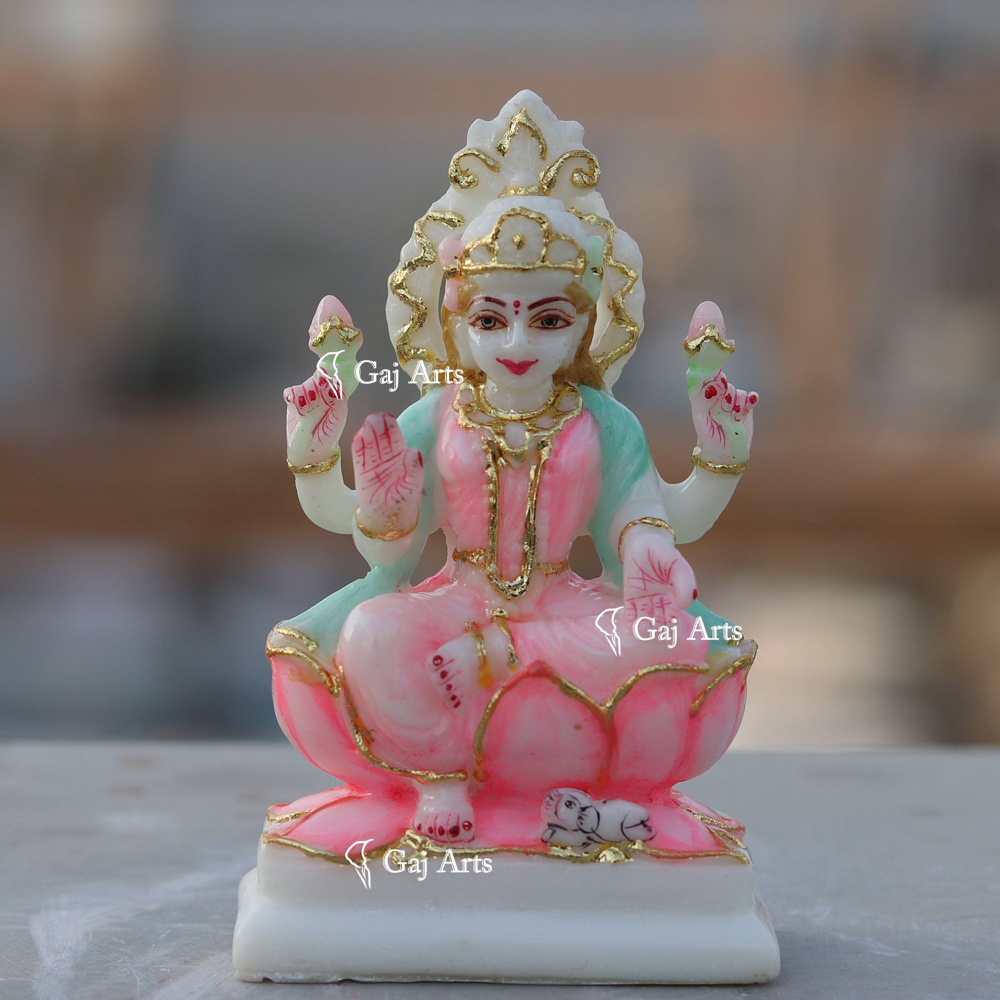 White Marble Ethiopia Lakshmi Mata Idol | 4 Inch
