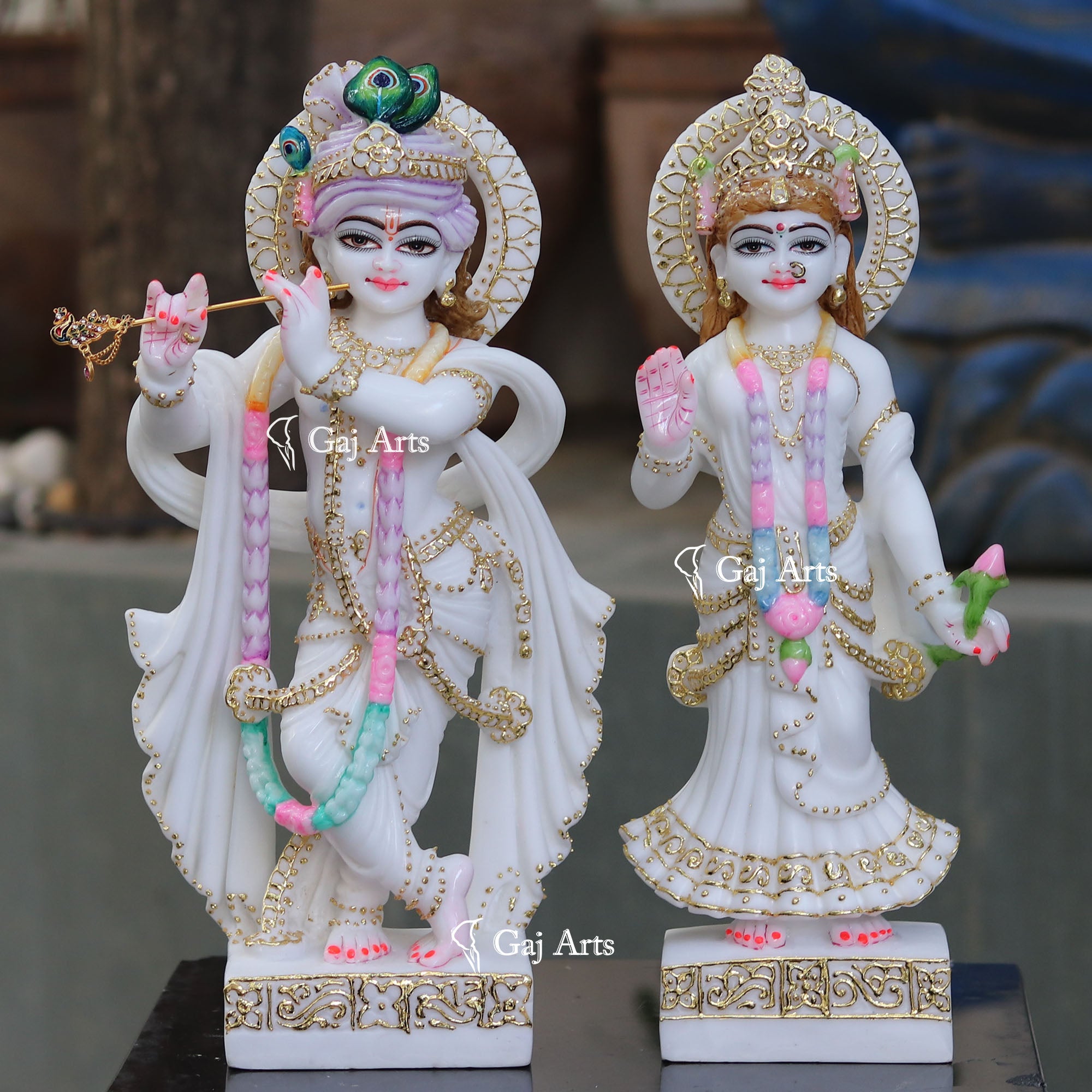White Marble Ethiopia Radha Krishna Murti | 18 Inch