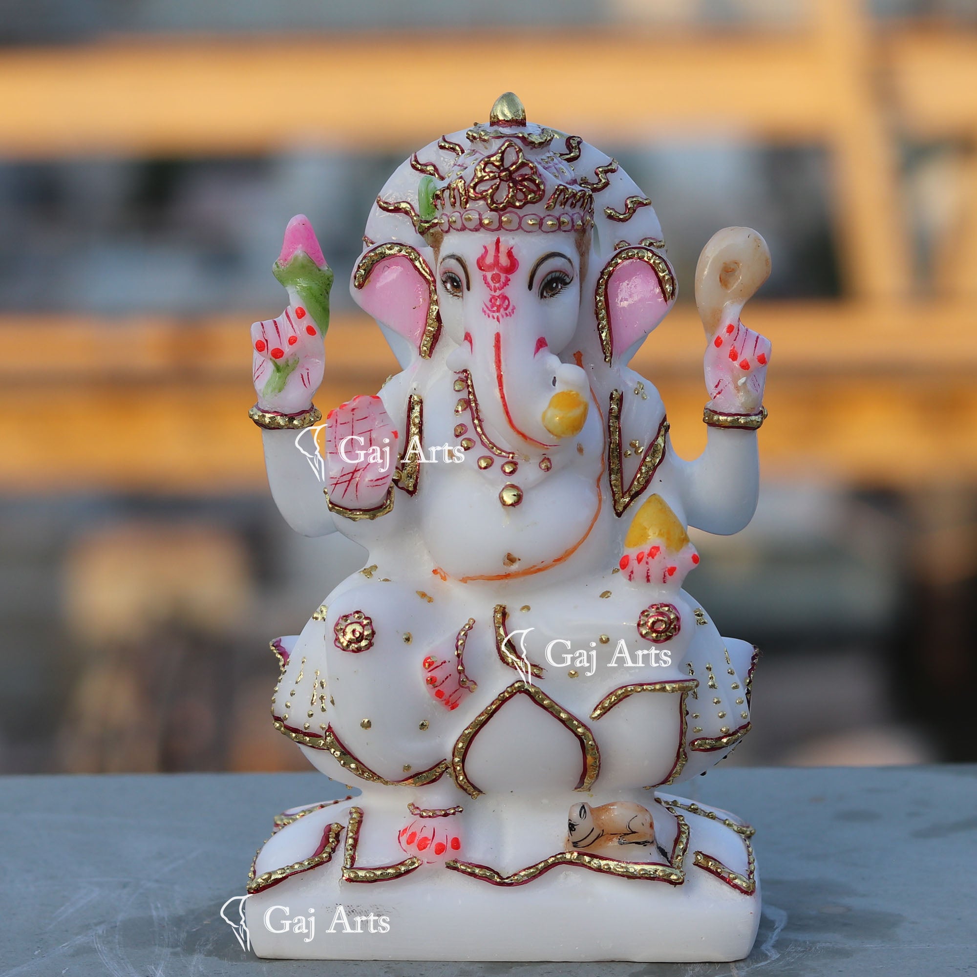 White Marble Ganesh Statue | 7 Inch