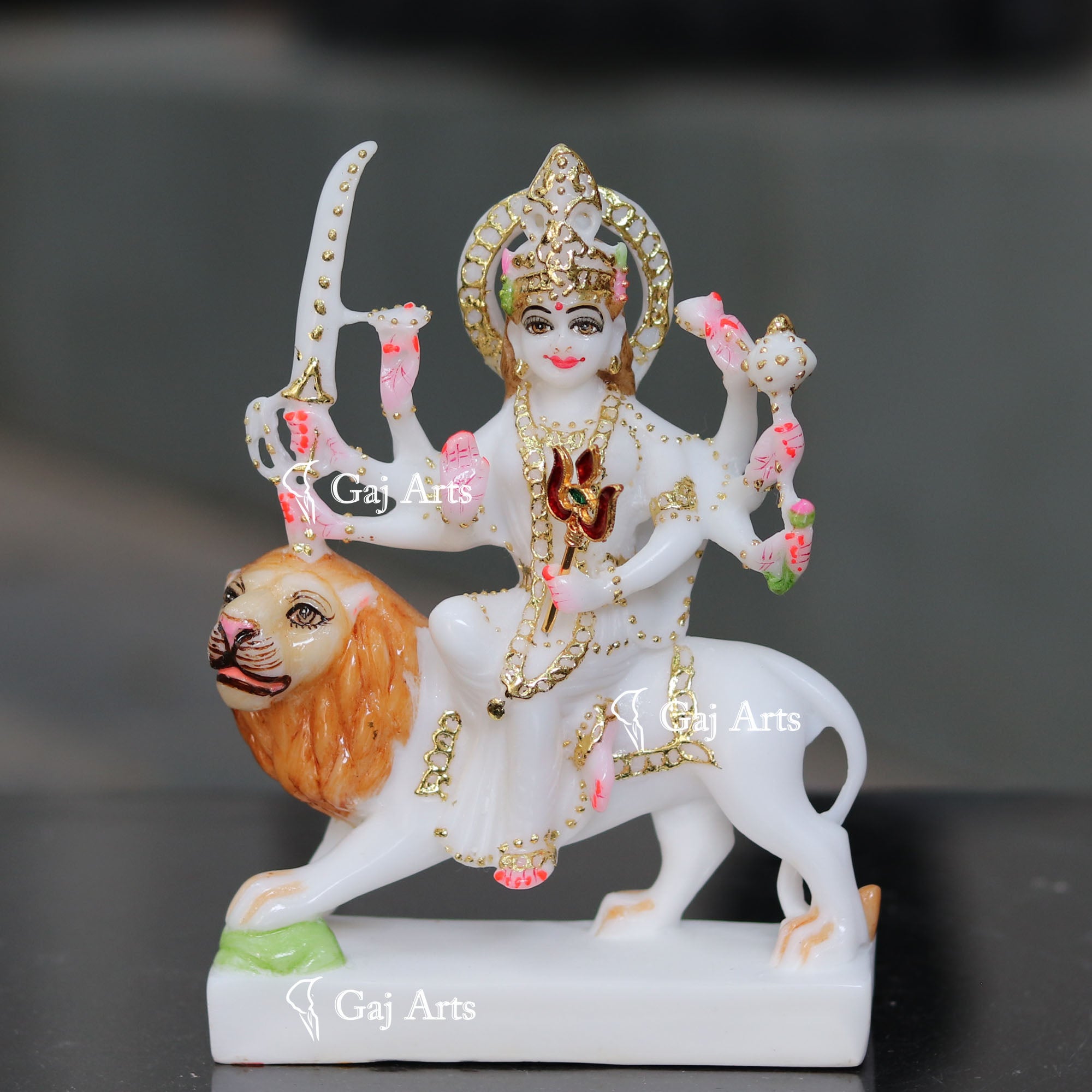 White Marble Durga Maa Idol | 7 Inch