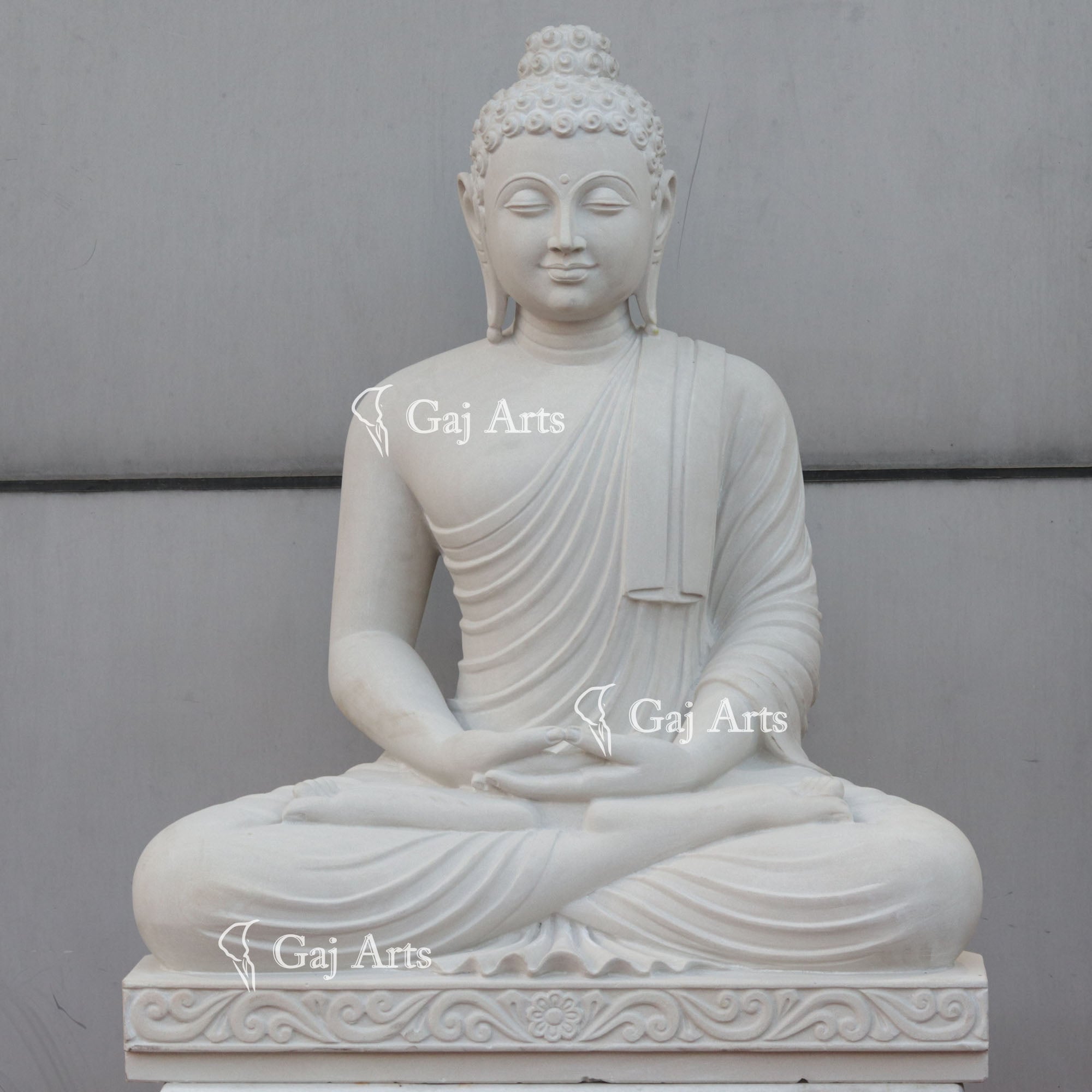 Sandstone Sitting Buddha Statue | 42 Inch